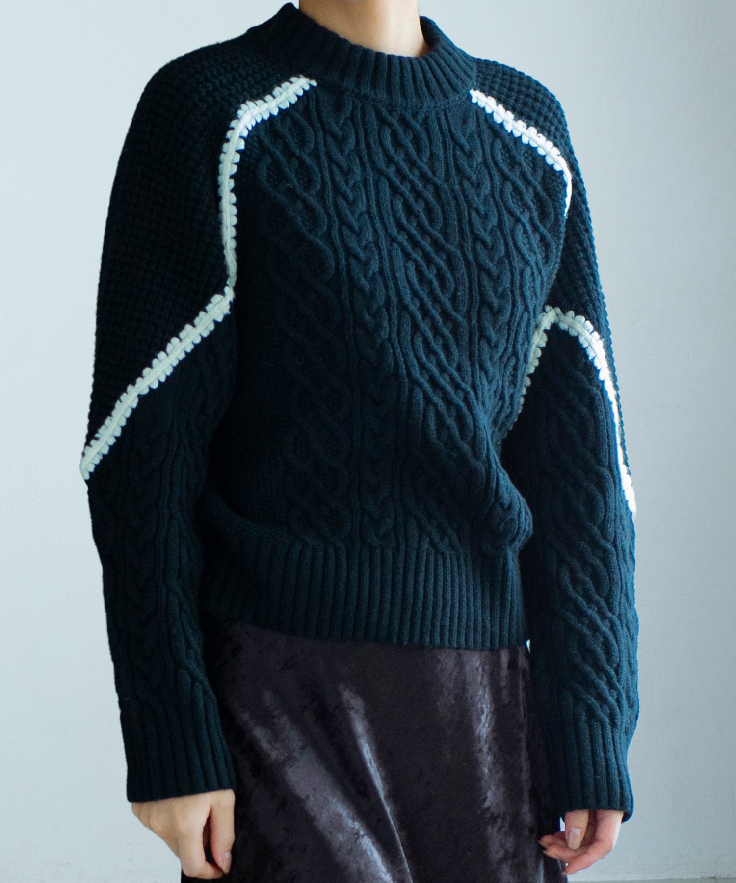 ウォッシャブルケーブルニット