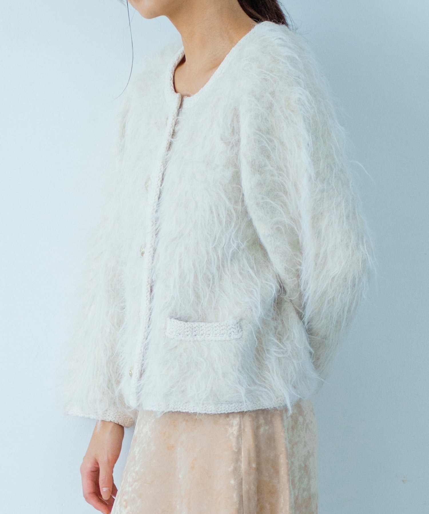 シャギーニットカーディガンジャケット