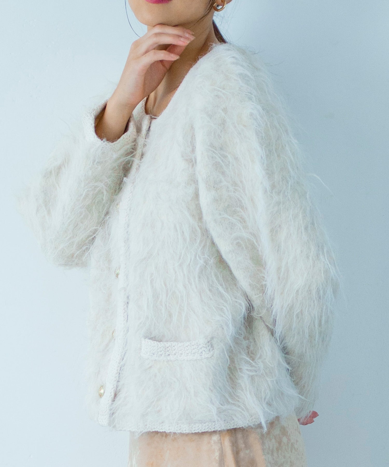 シャギーニットカーディガンジャケット