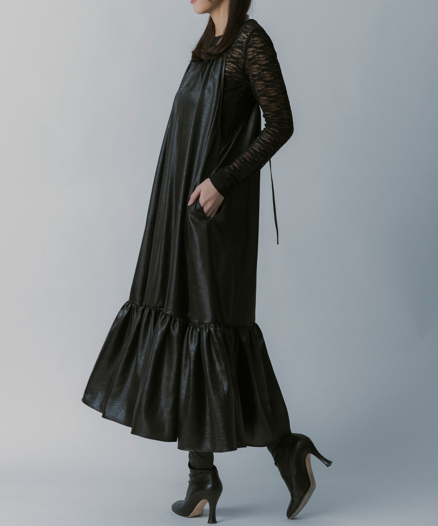 レザーライク キャミソールワンピース