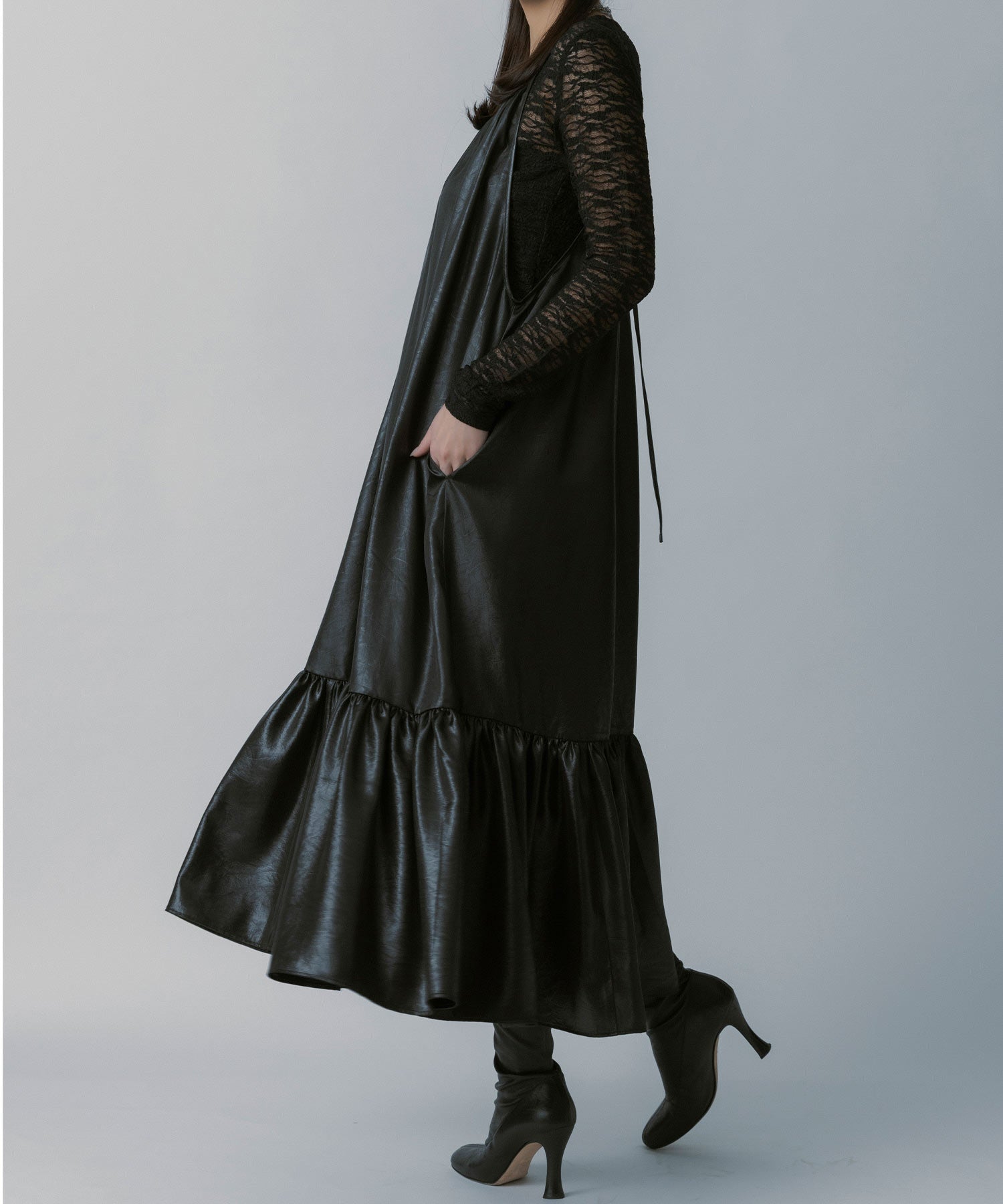 レザーライク キャミソールワンピース