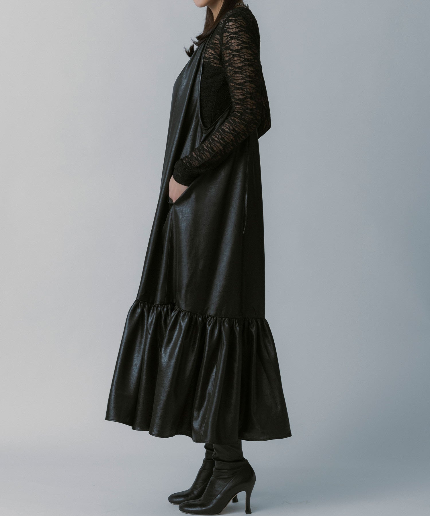 レザーライク キャミソールワンピース