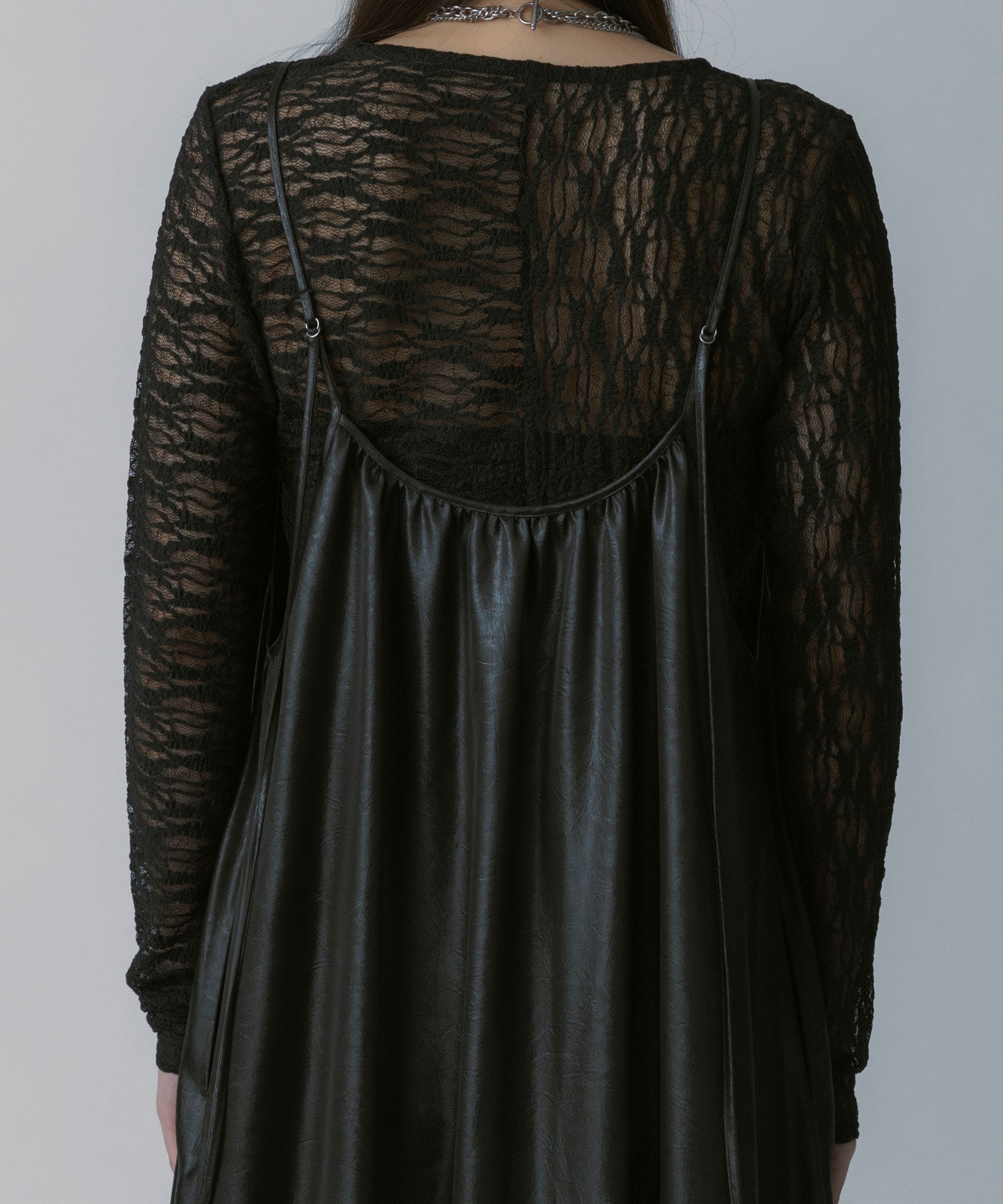 レザーライク キャミソールワンピース