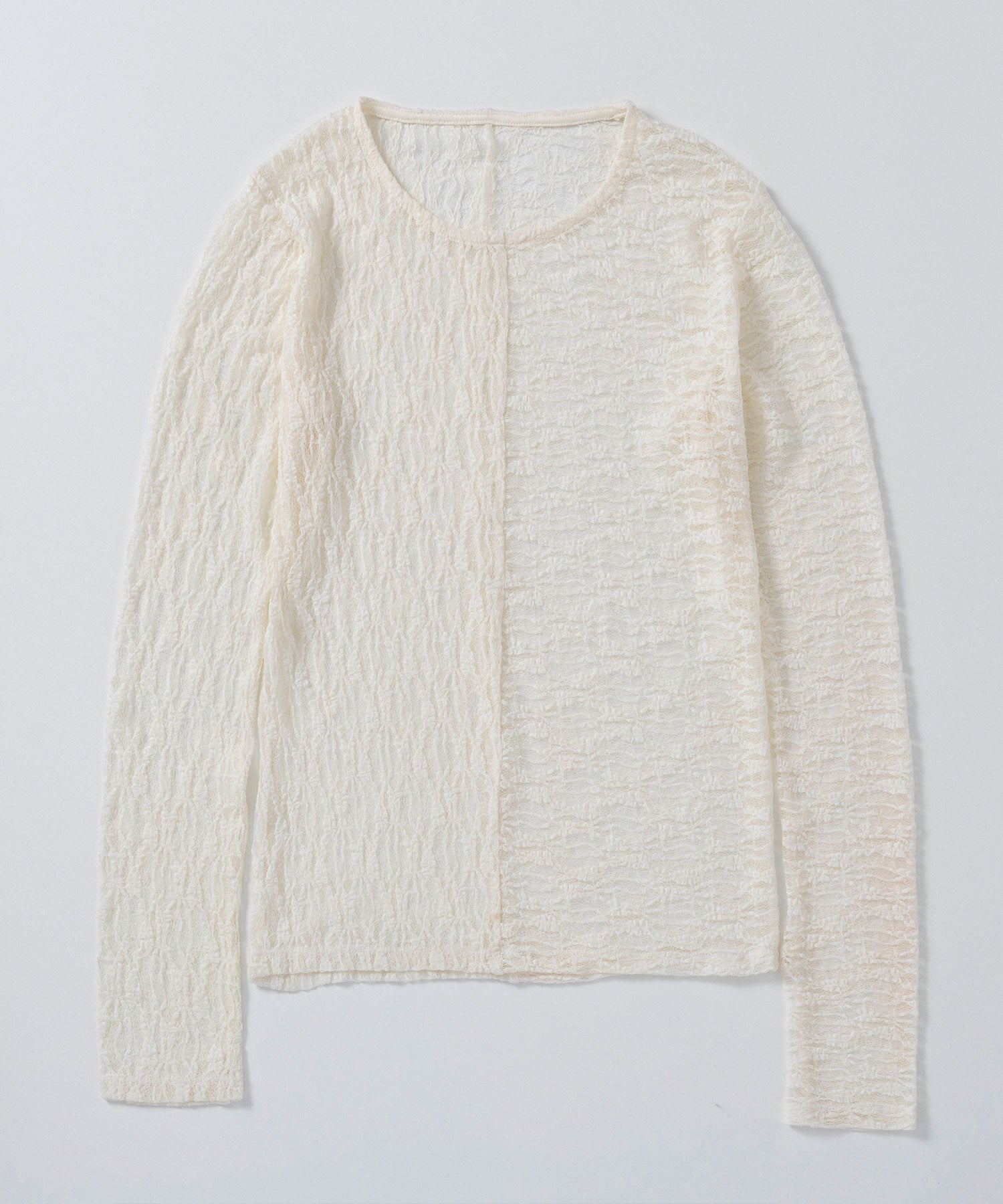 ストレッチシアーレース長袖トップス