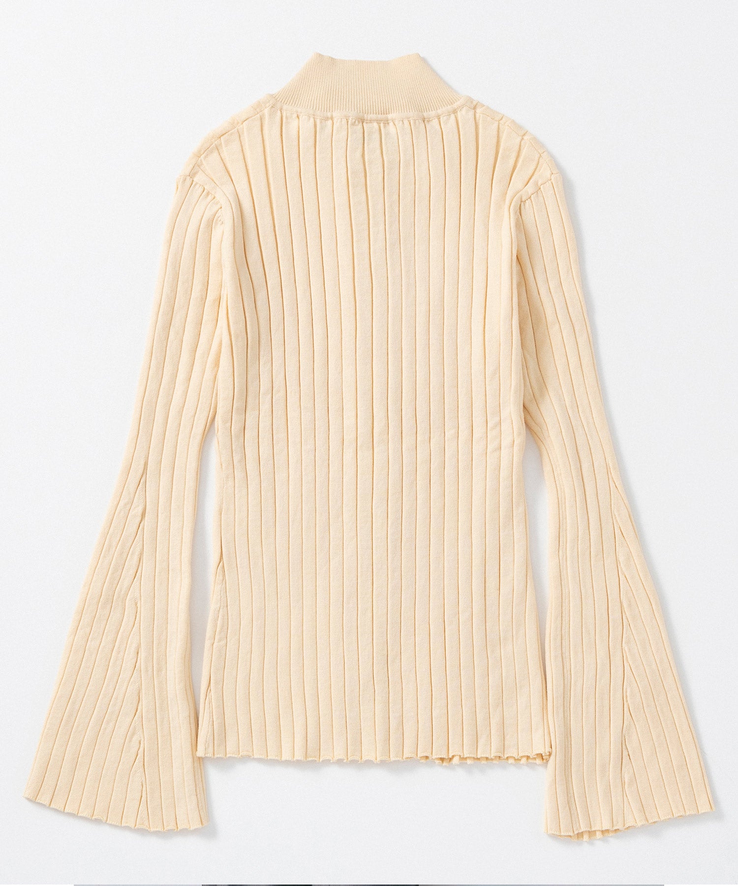 モックネック リブニットカーディガン