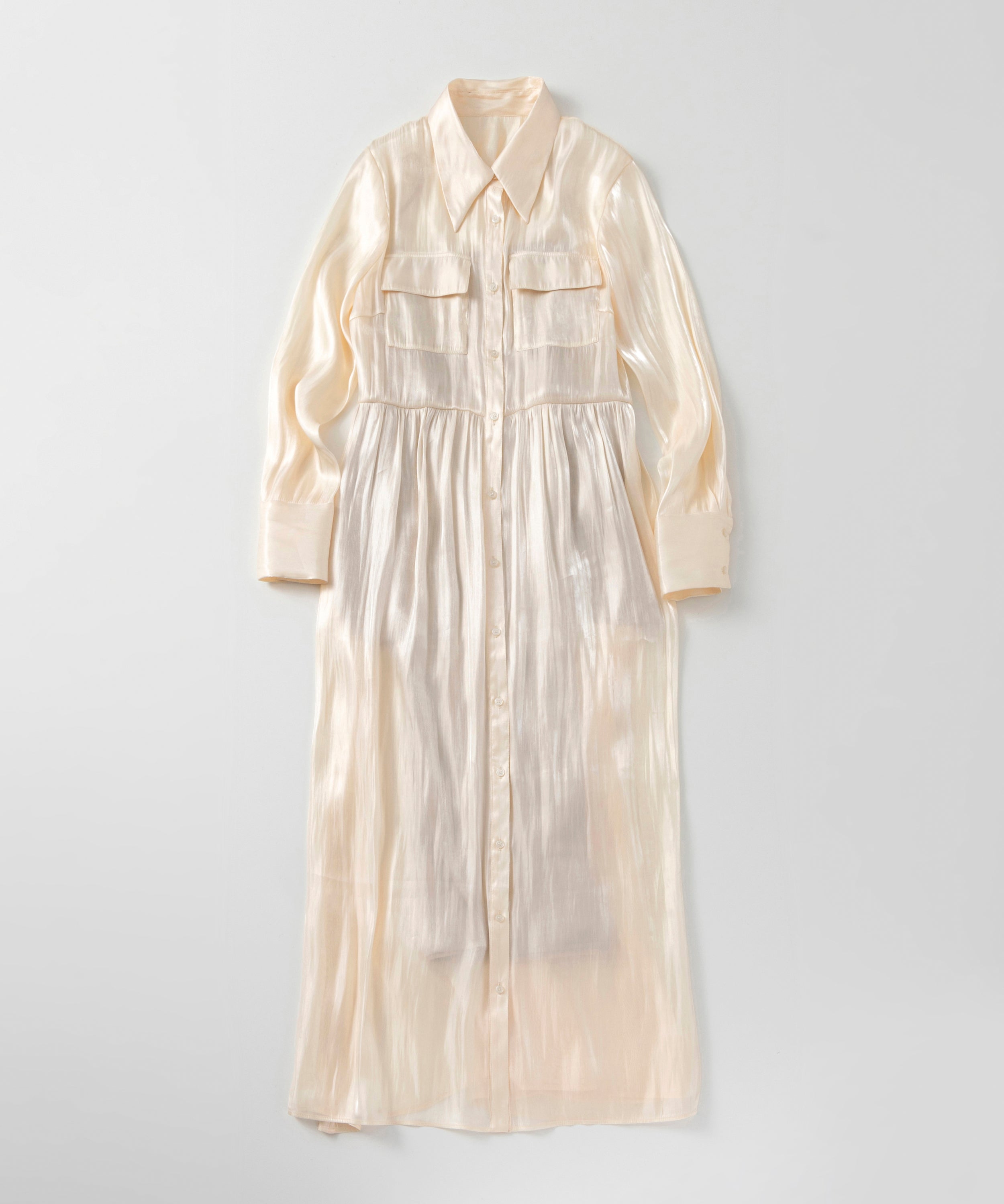 2WAY光沢シアーシャツワンピース