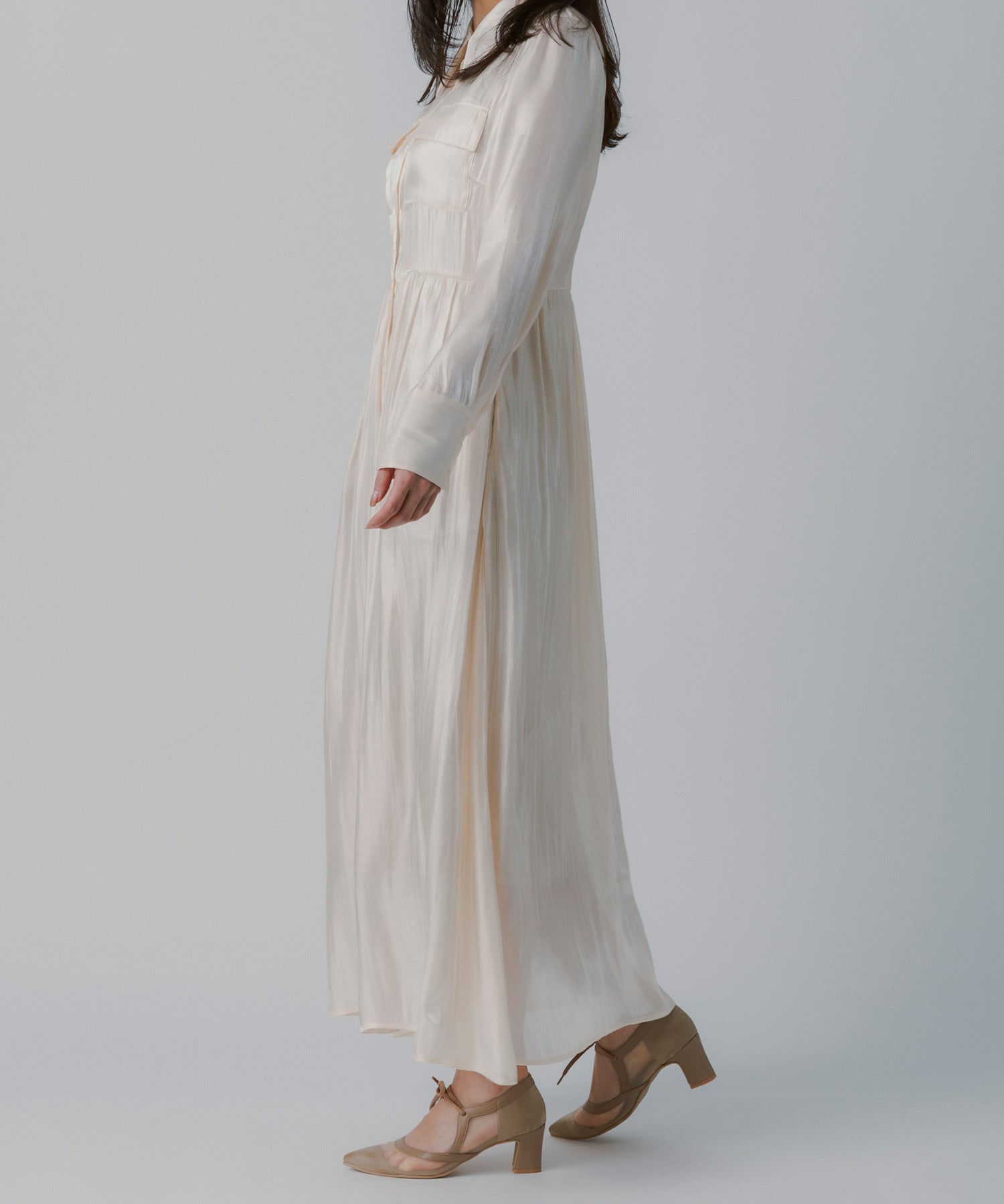 2WAY光沢シアーシャツワンピース