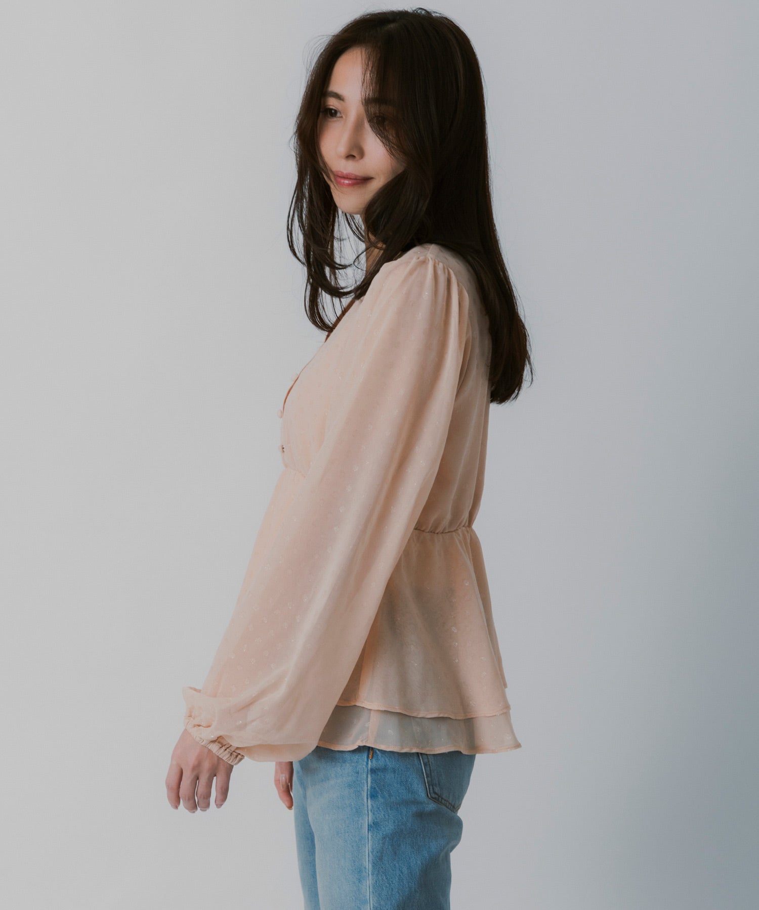 シアードットフリルブラウス