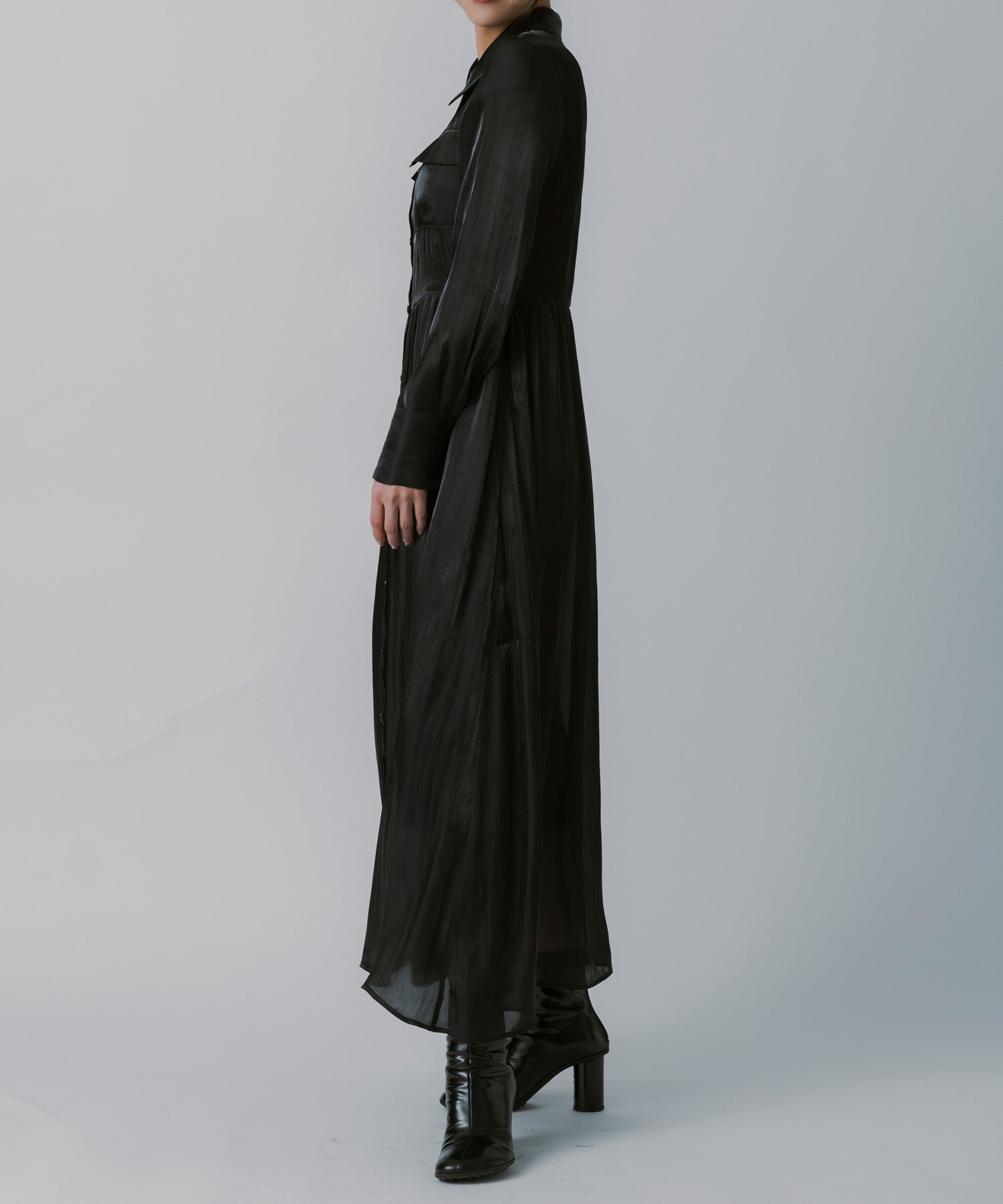 2WAY光沢シアーシャツワンピース