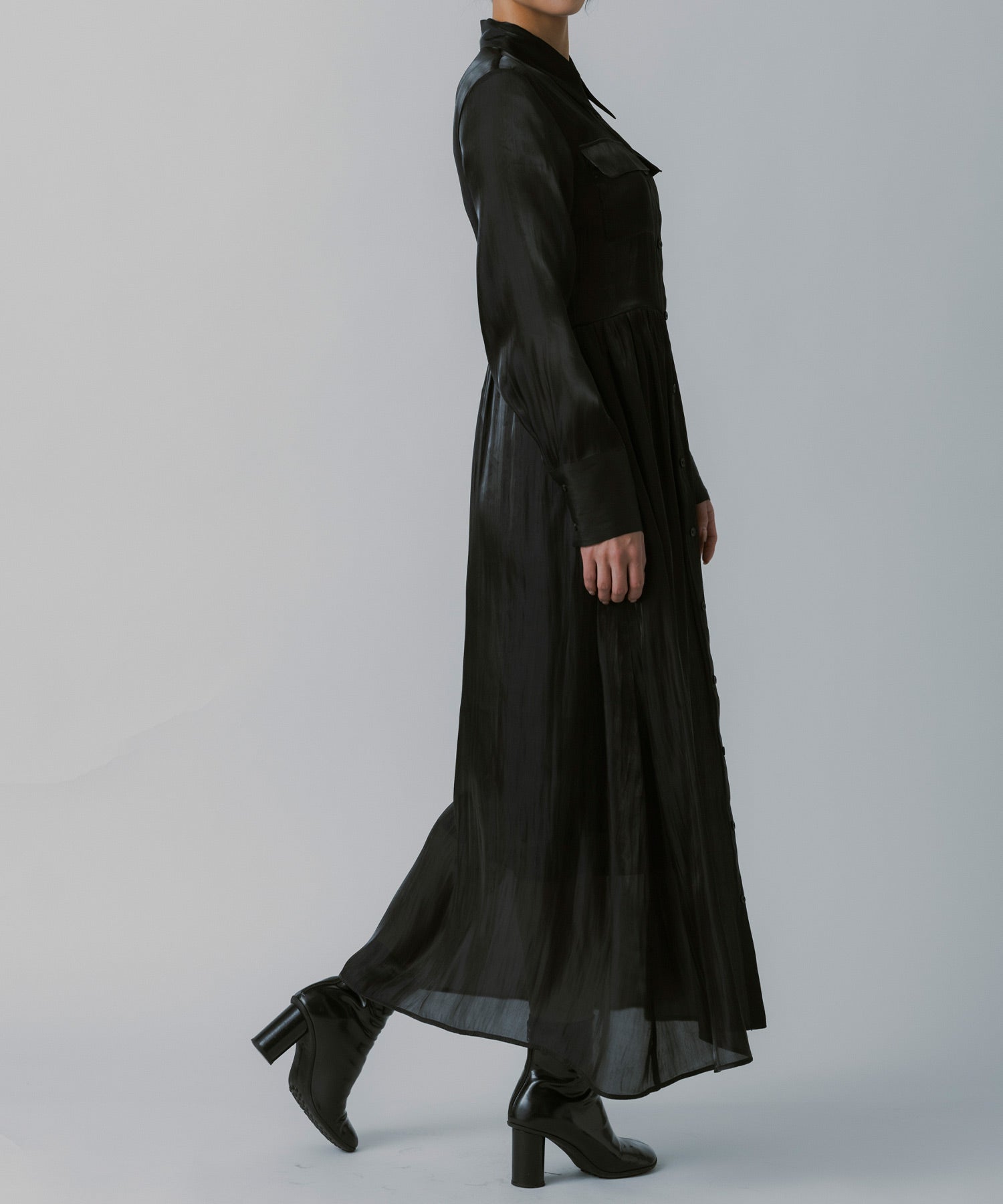 2WAY光沢シアーシャツワンピース