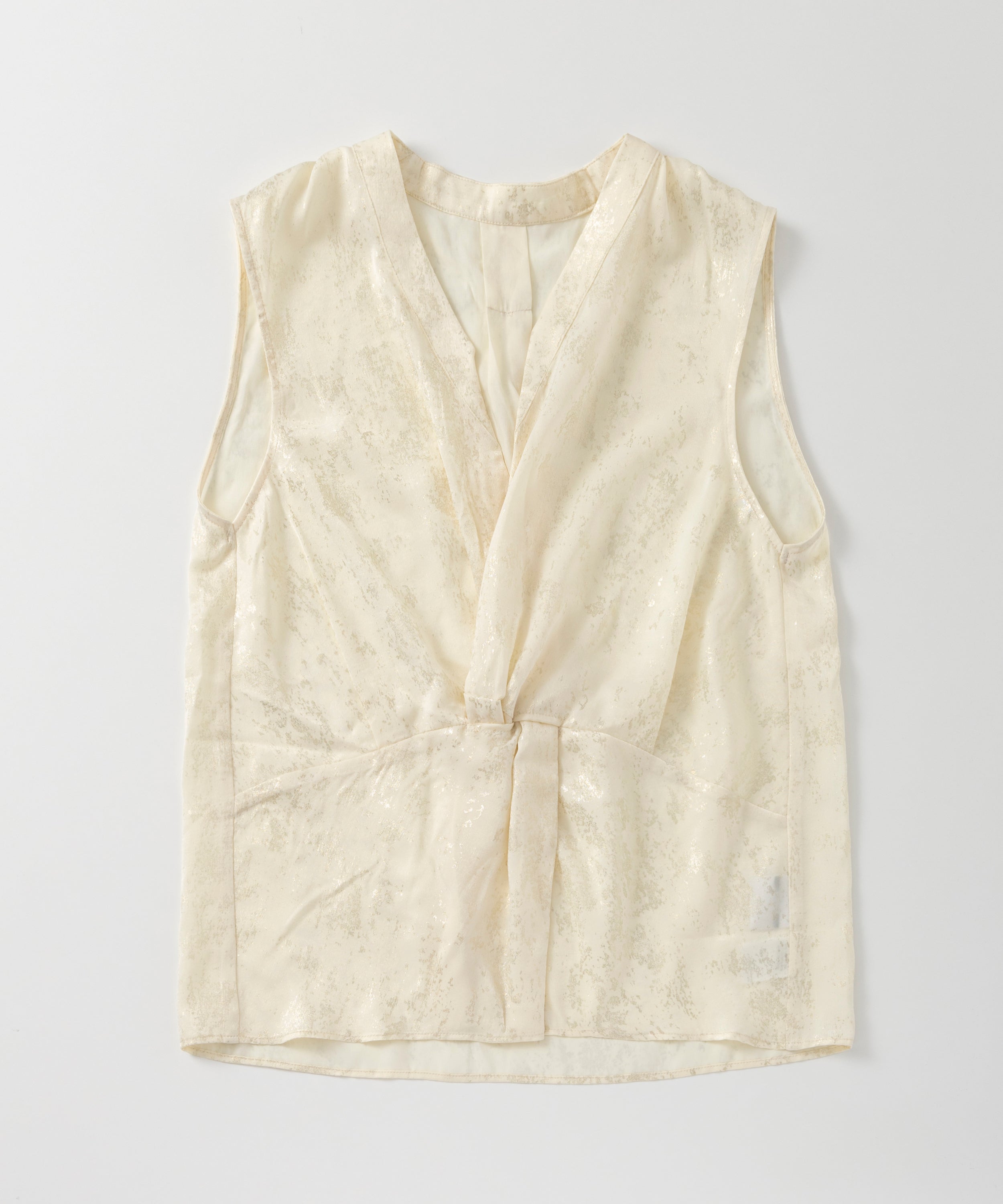 箔プリント ツイストVネックカットソー