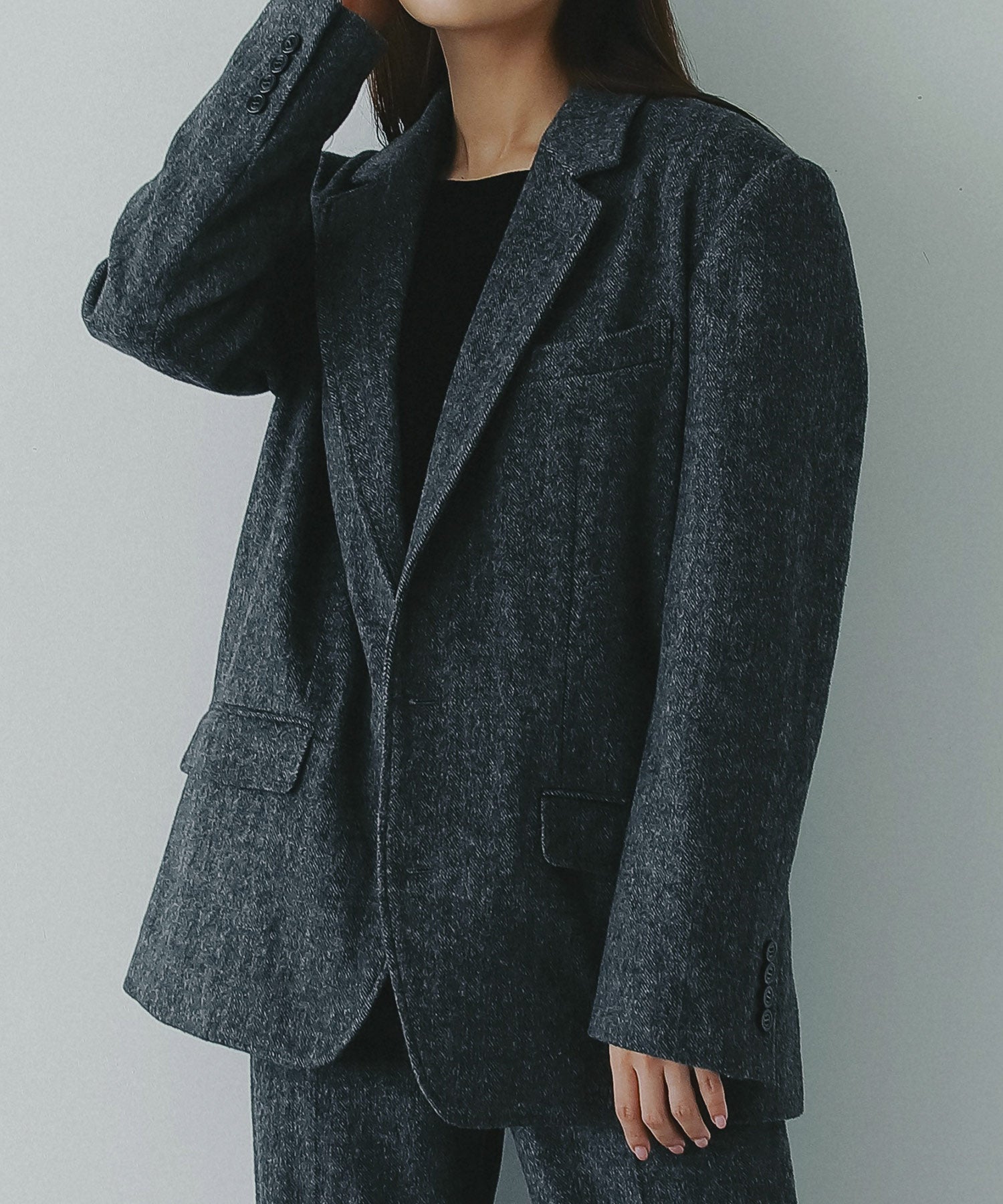 ヘリンボーンウールツイードジャケット