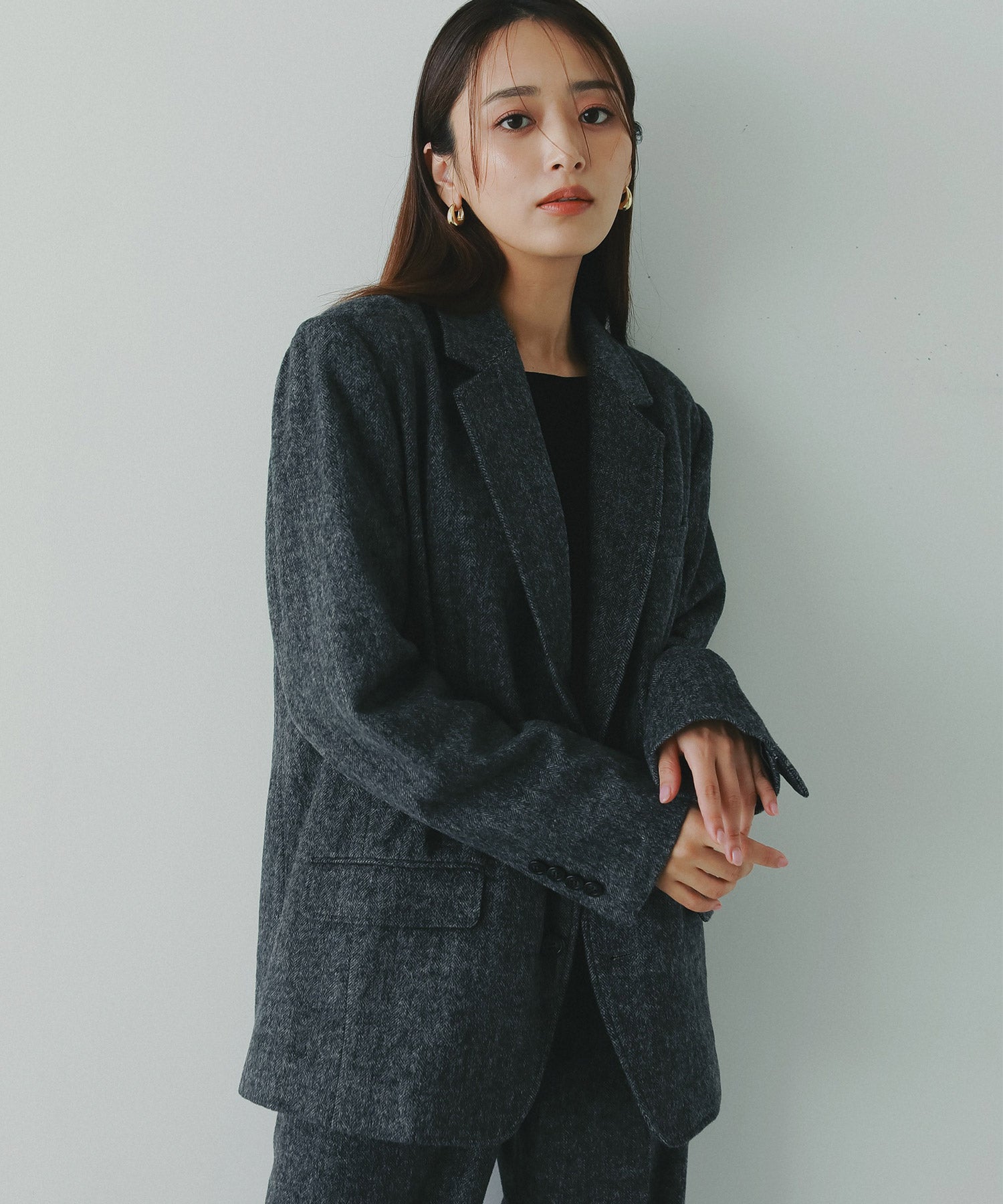 ヘリンボーンウールツイードジャケット