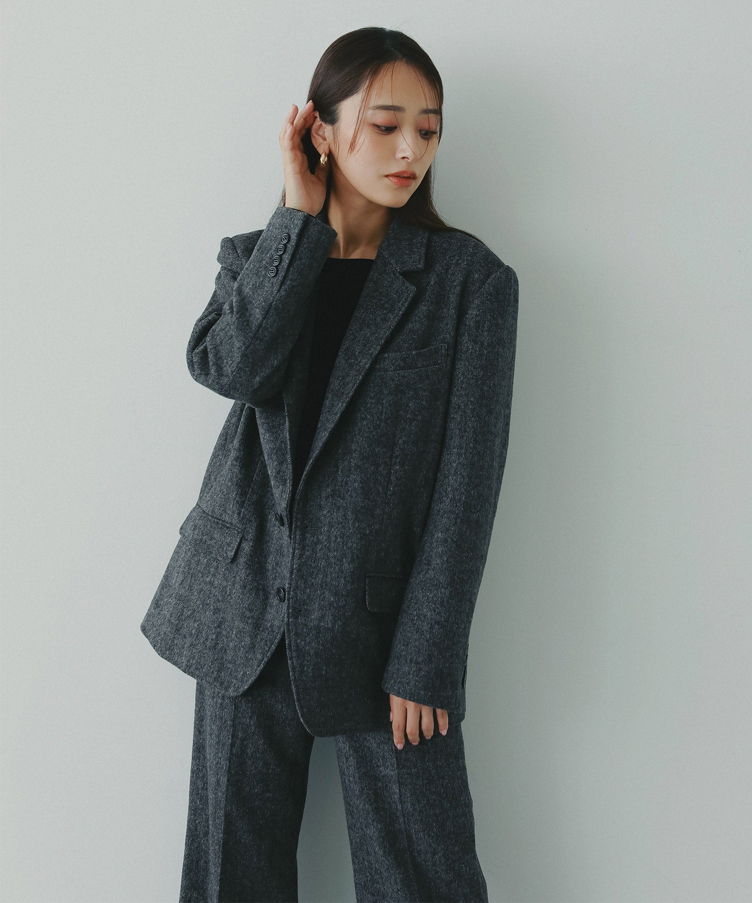 ヘリンボーンウールツイードジャケット