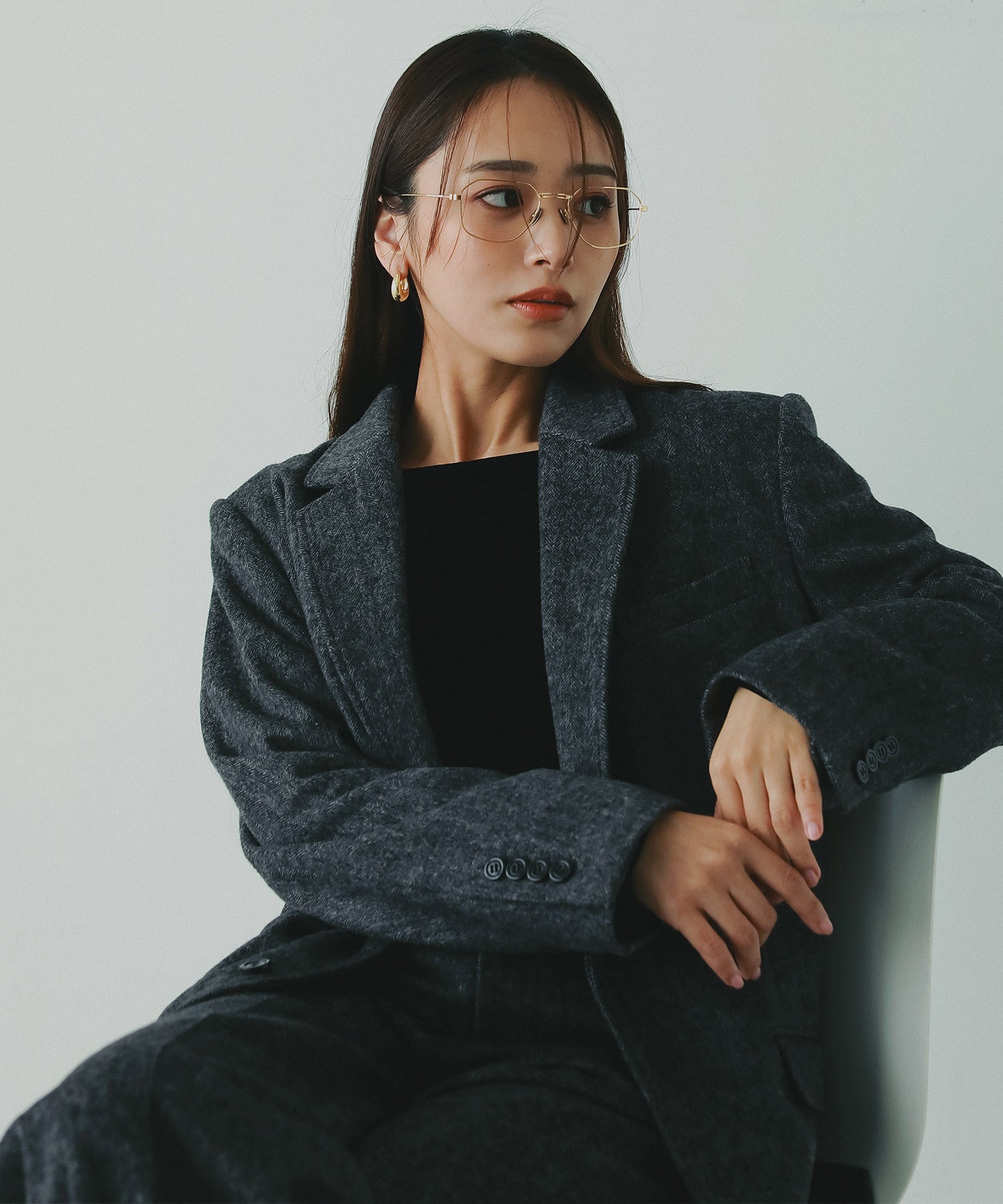 ヘリンボーンウールツイードジャケット