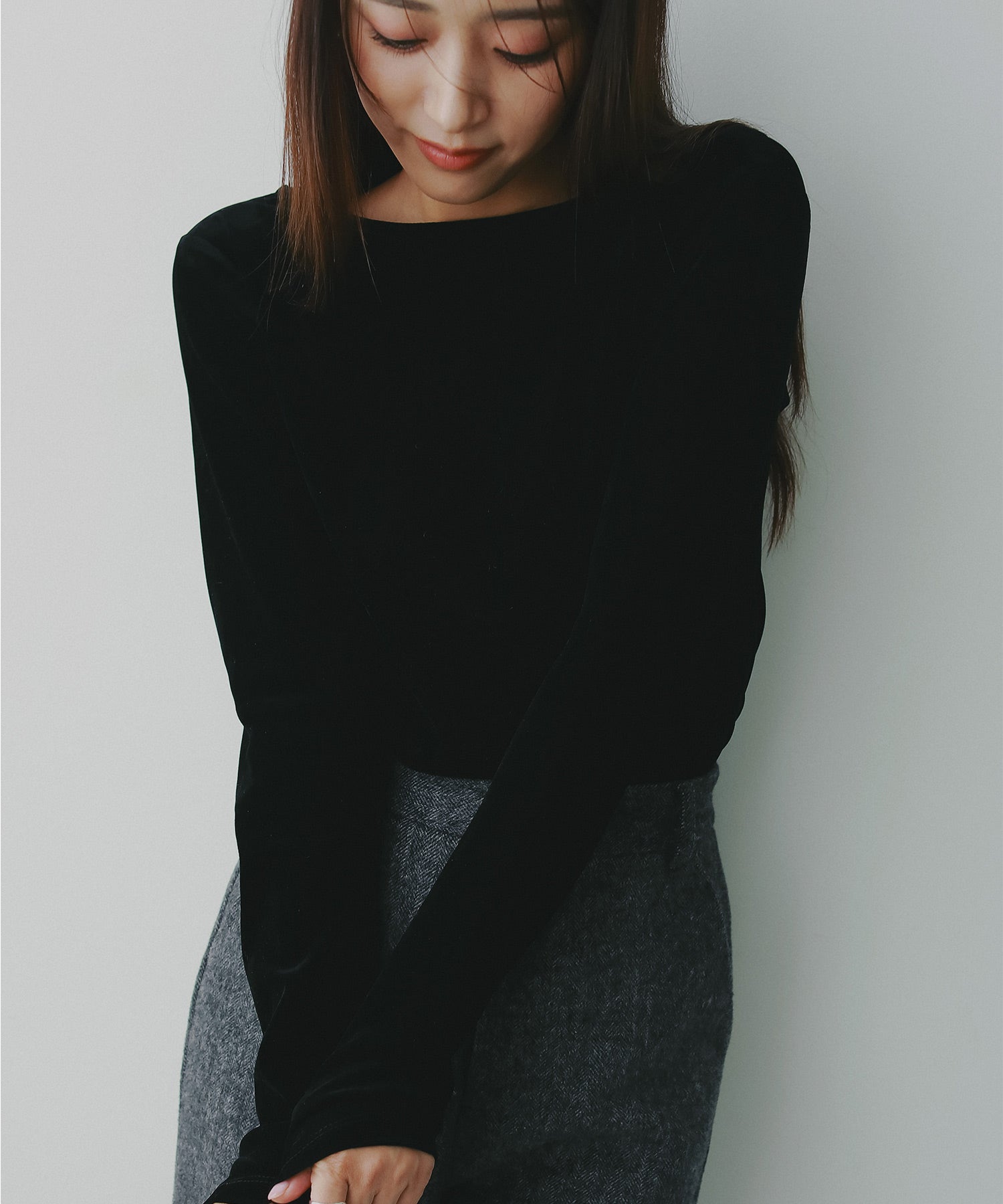 ベロアロングスリーブカットソー
