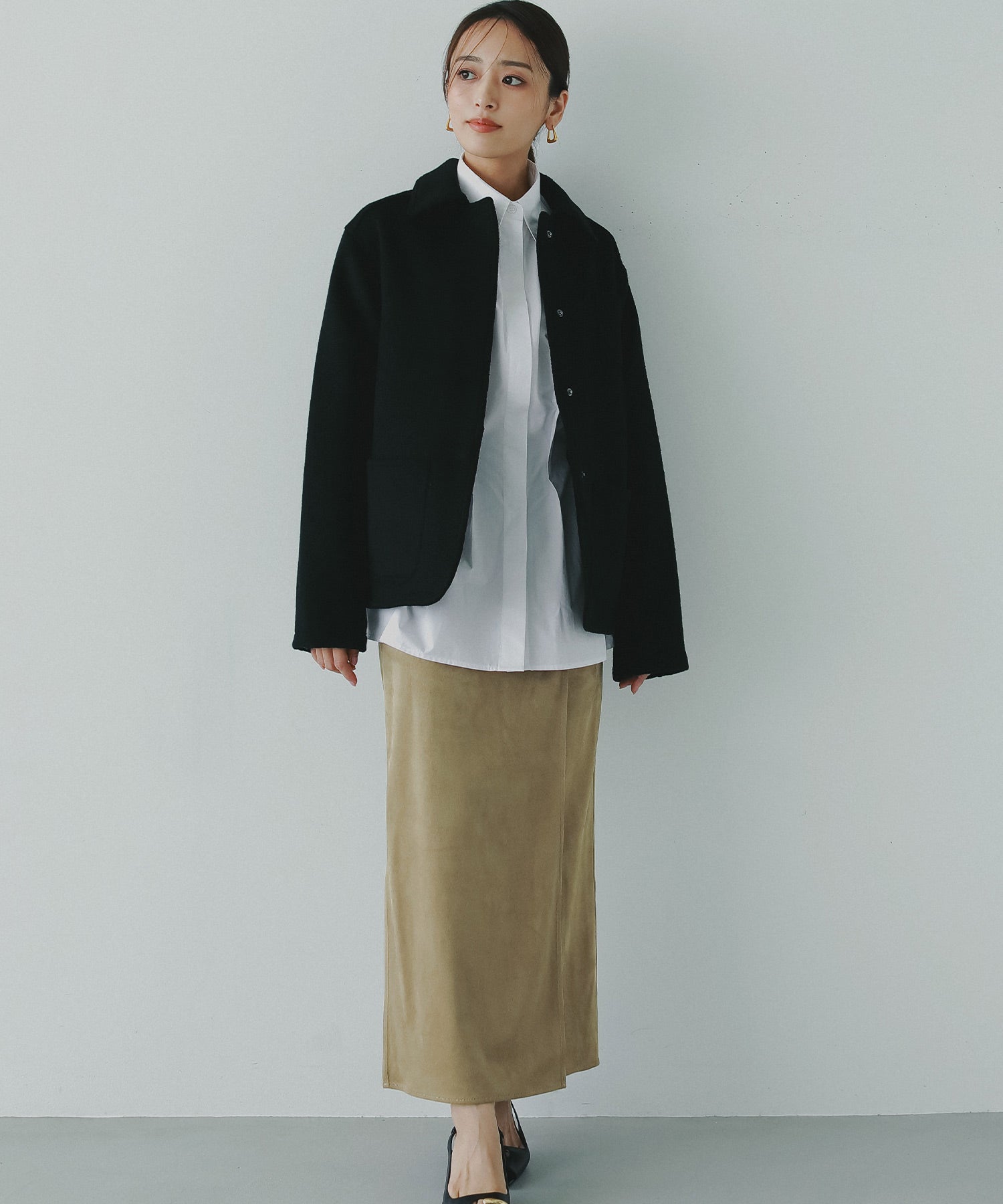 スエードラップタイトスカート