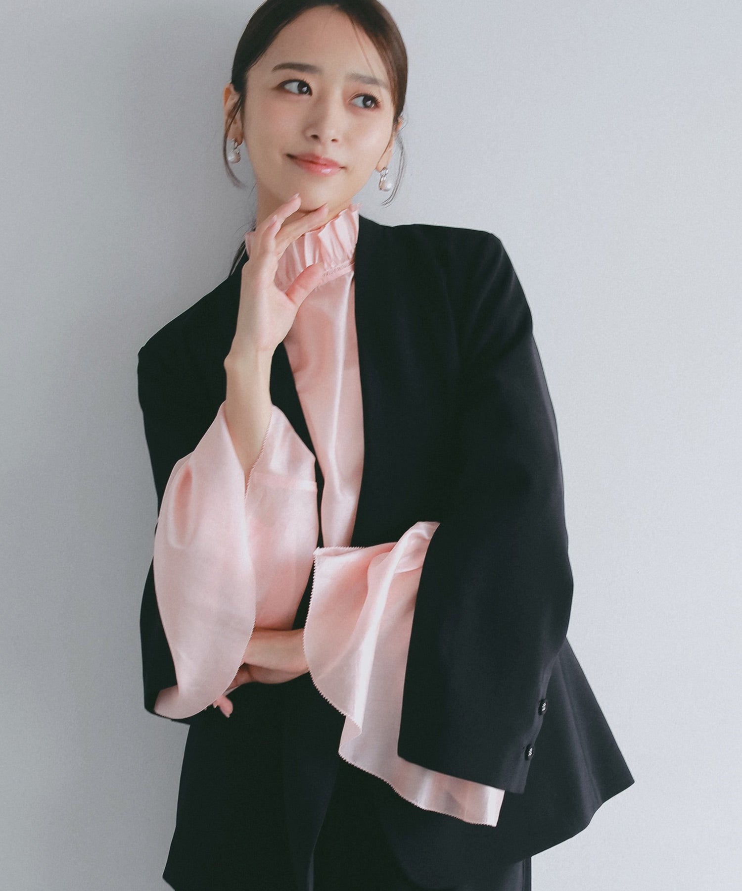 フレアスリーブ スタンドネックシアーブラウス【セレモニー/オケージョン】