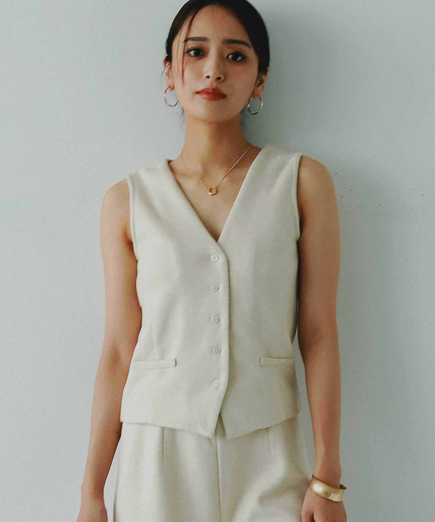 フェルトニットVネックジレ