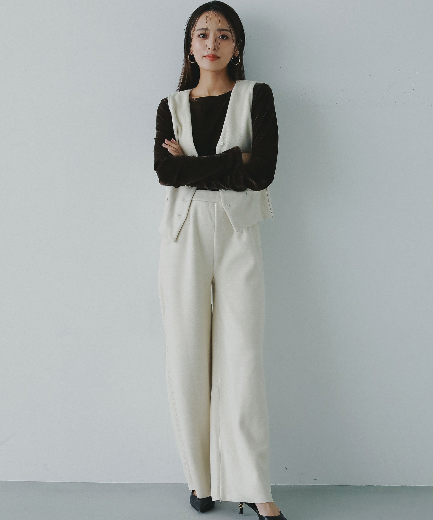 フェルトニットイージーワイドパンツ