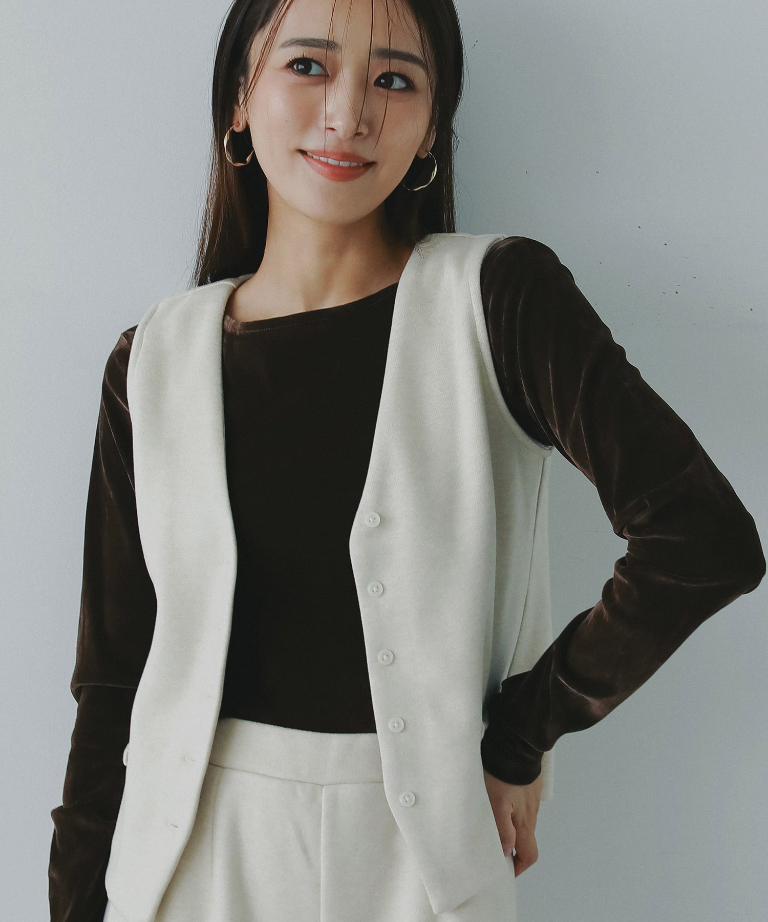 ベロアロングスリーブカットソー