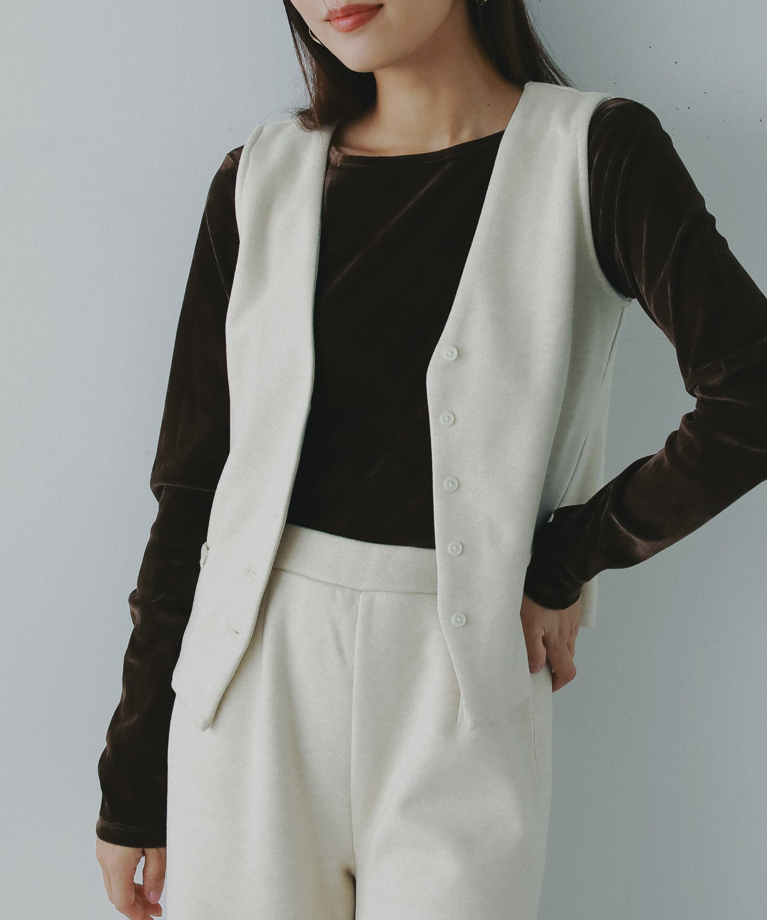 フェルトニットVネックジレ