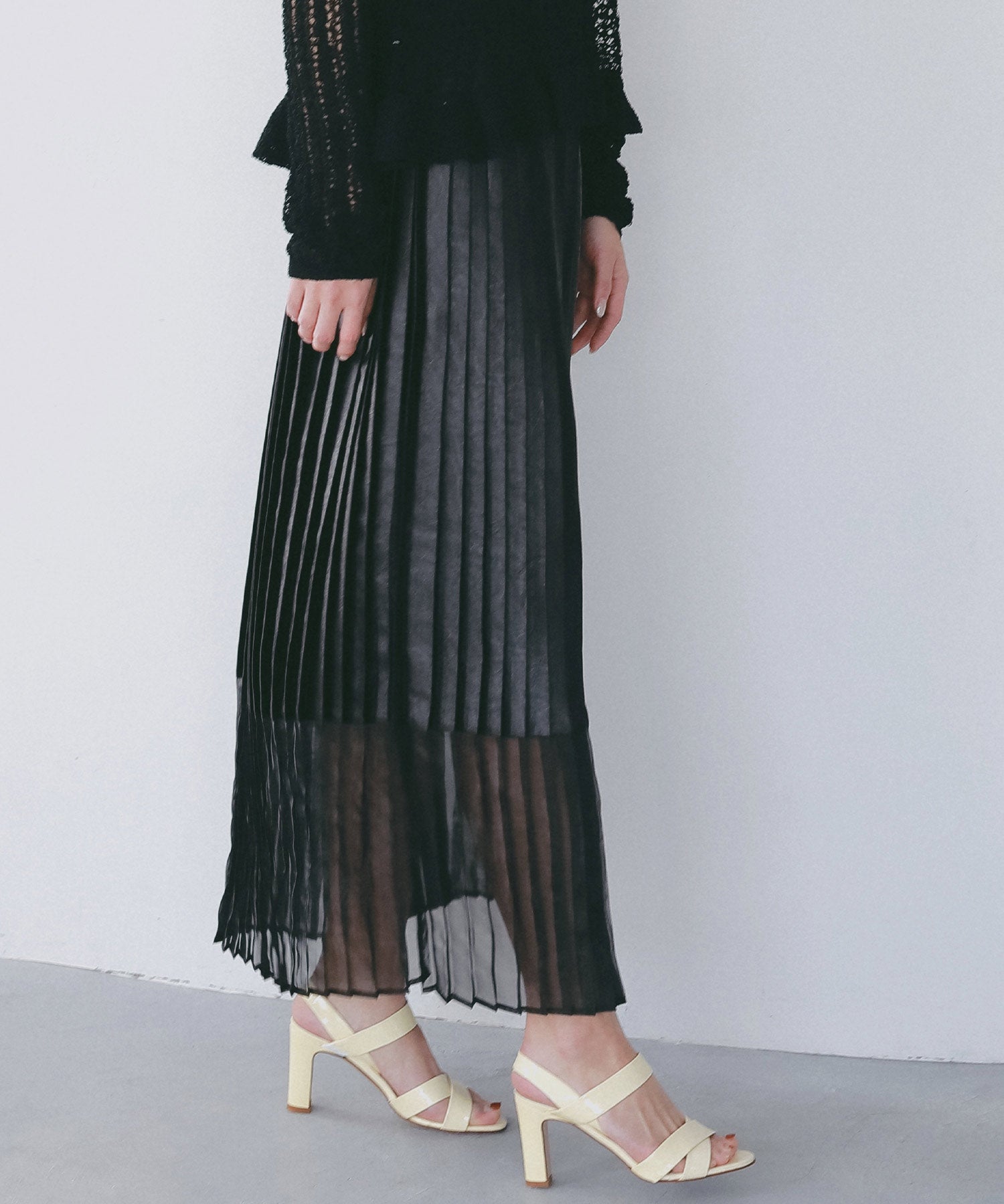 シアーヘム チンツプリーツスカート