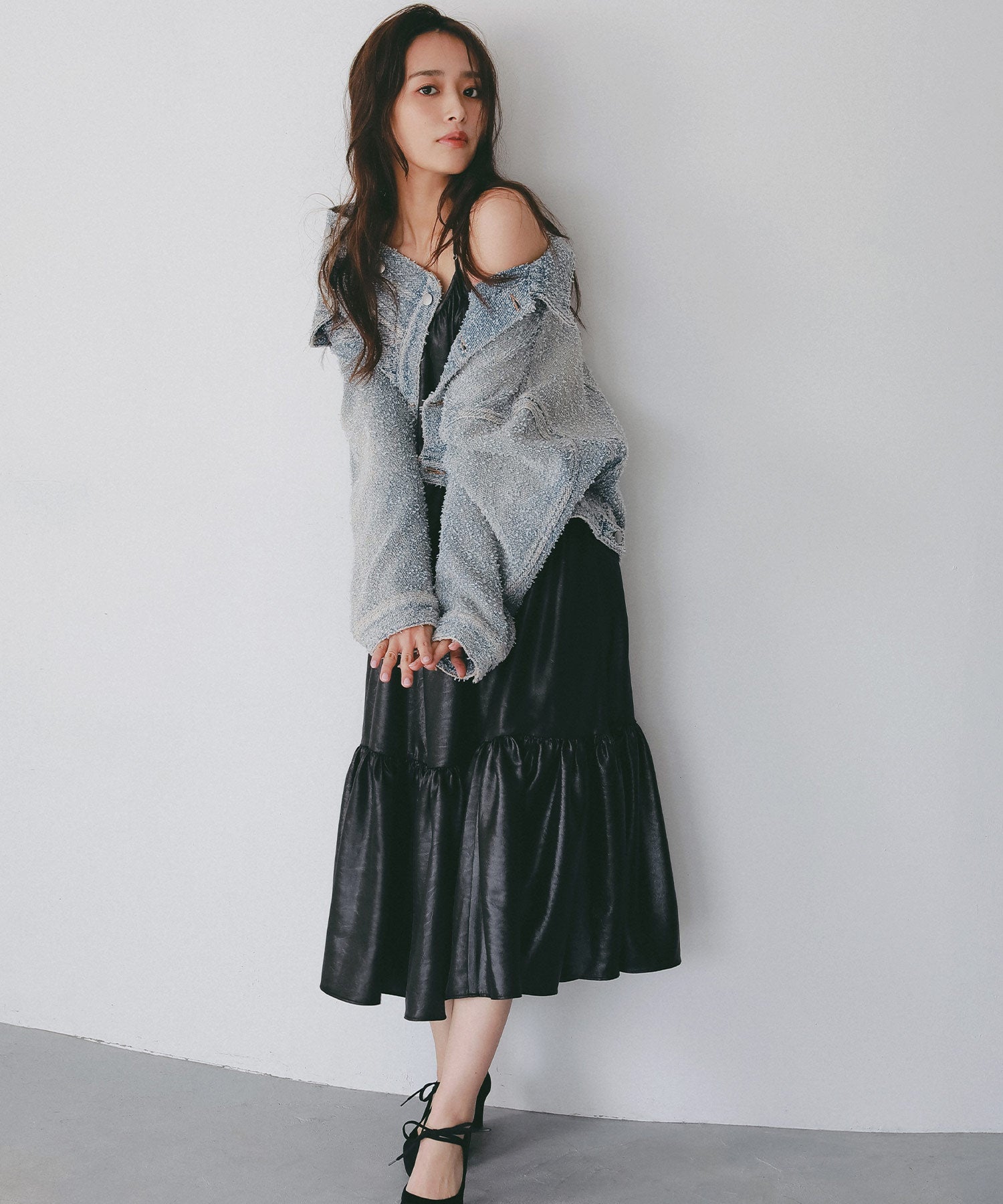 レザーライク キャミソールワンピース