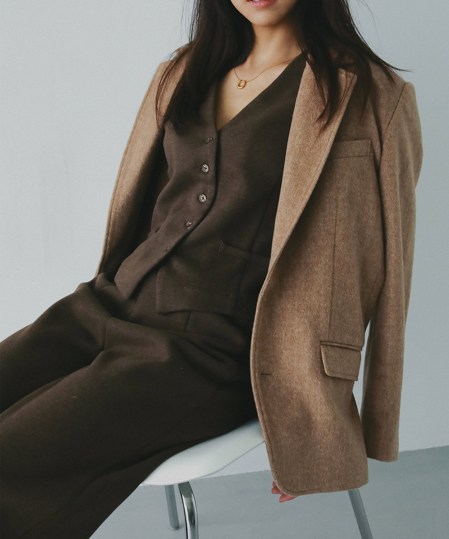 フェルトニットVネックジレ