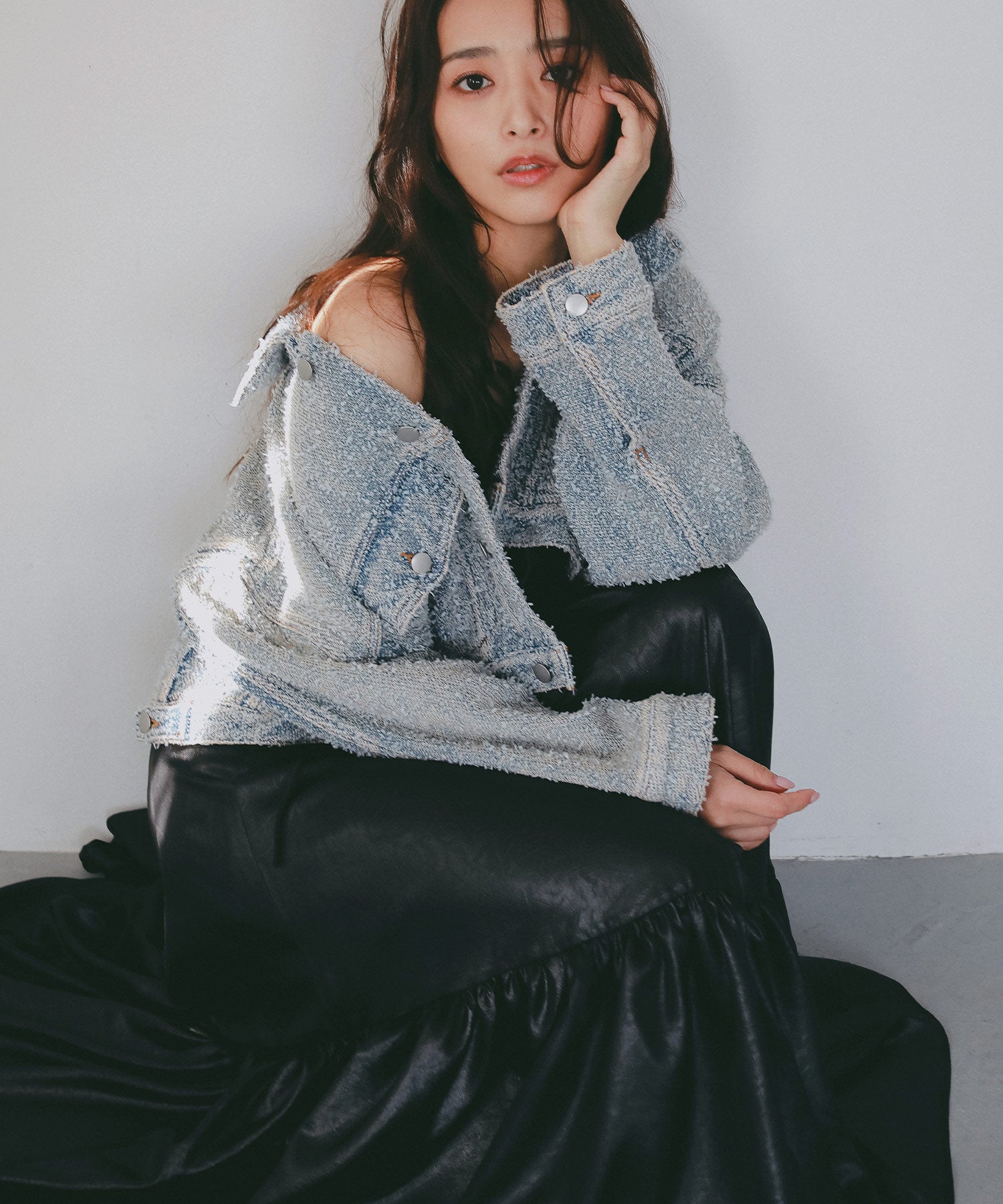 レザーライク キャミソールワンピース