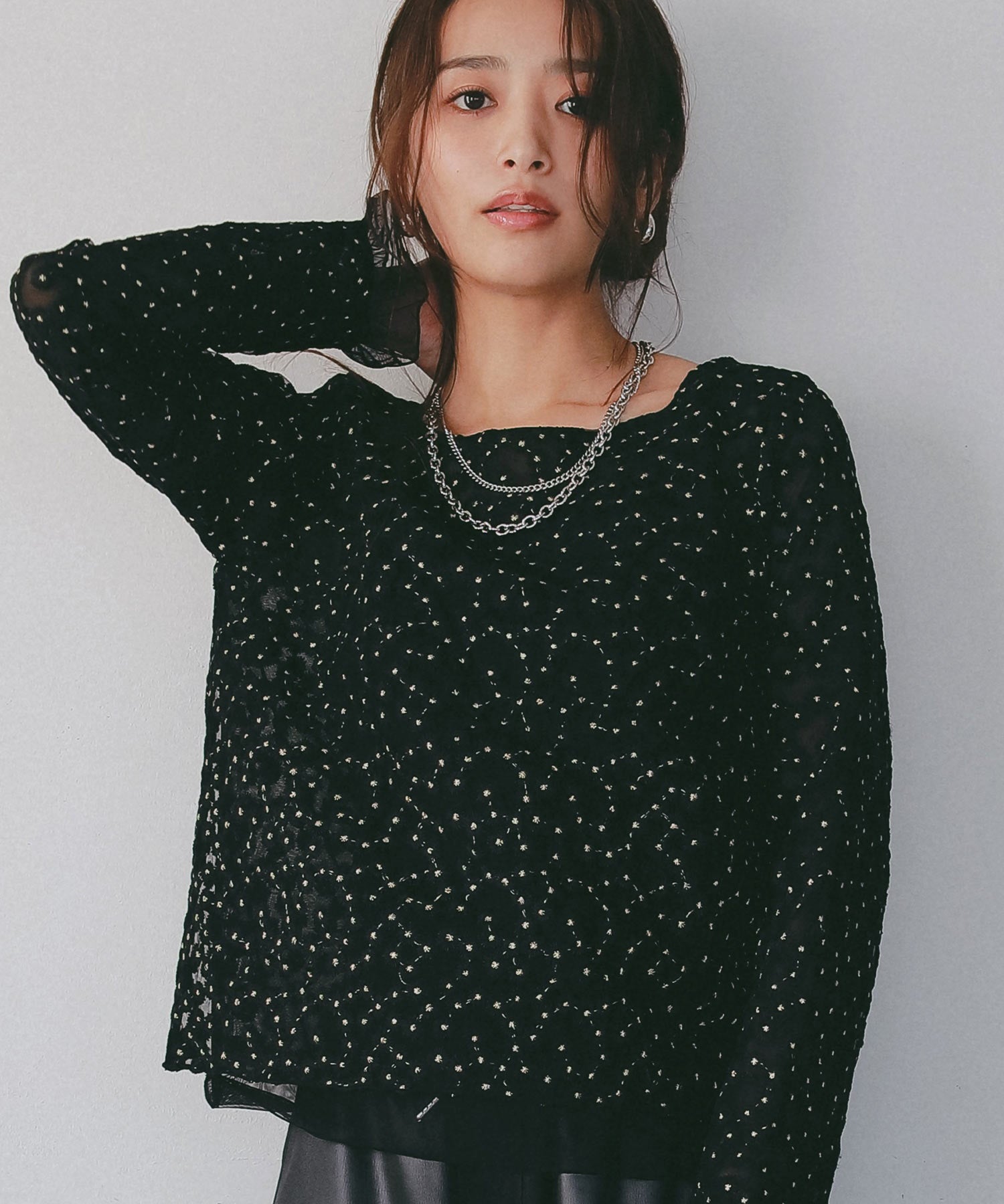 シアージャガードフラワーカットソー