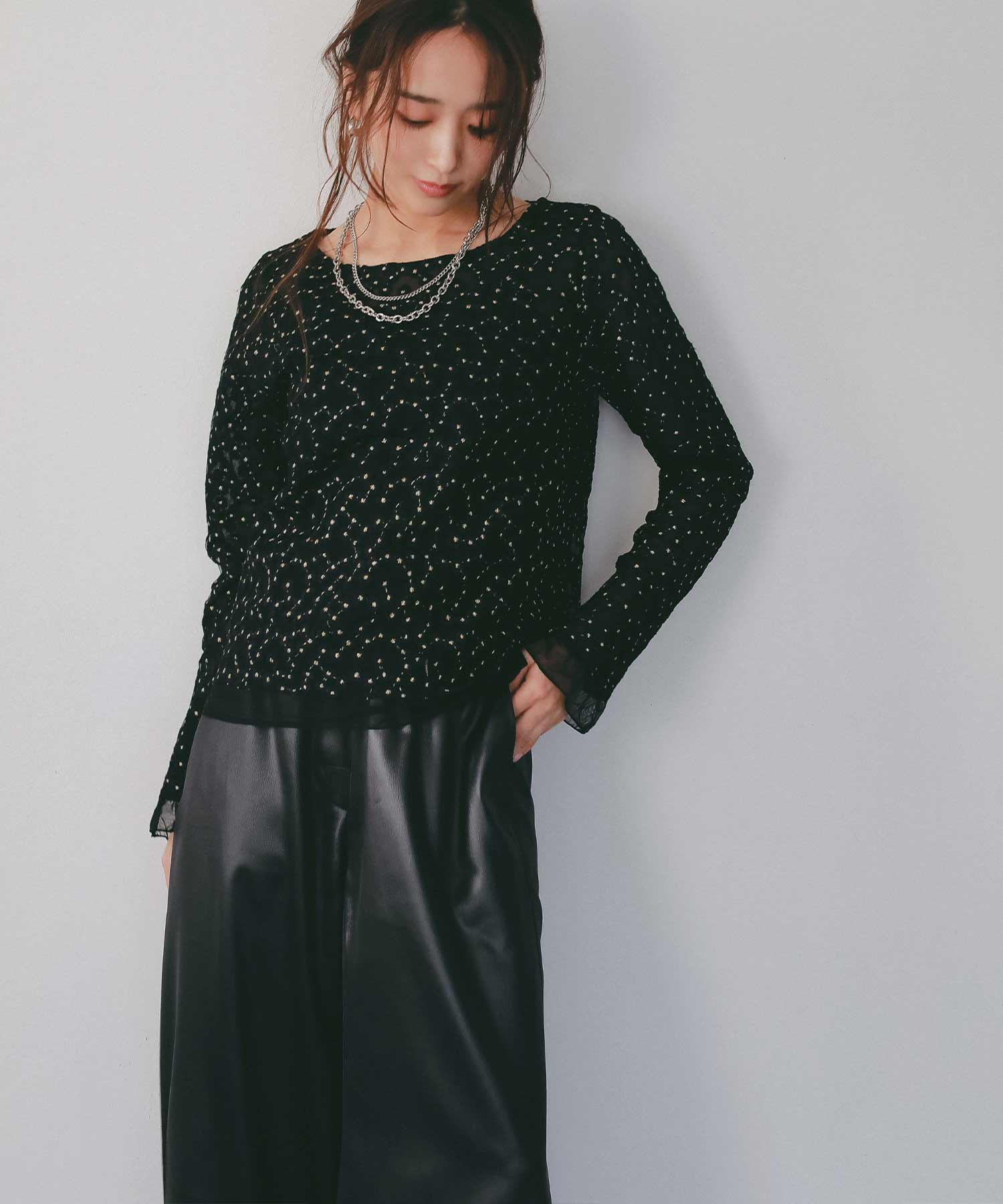 【2月中旬お届け】レザーライク チンツイージーパンツ