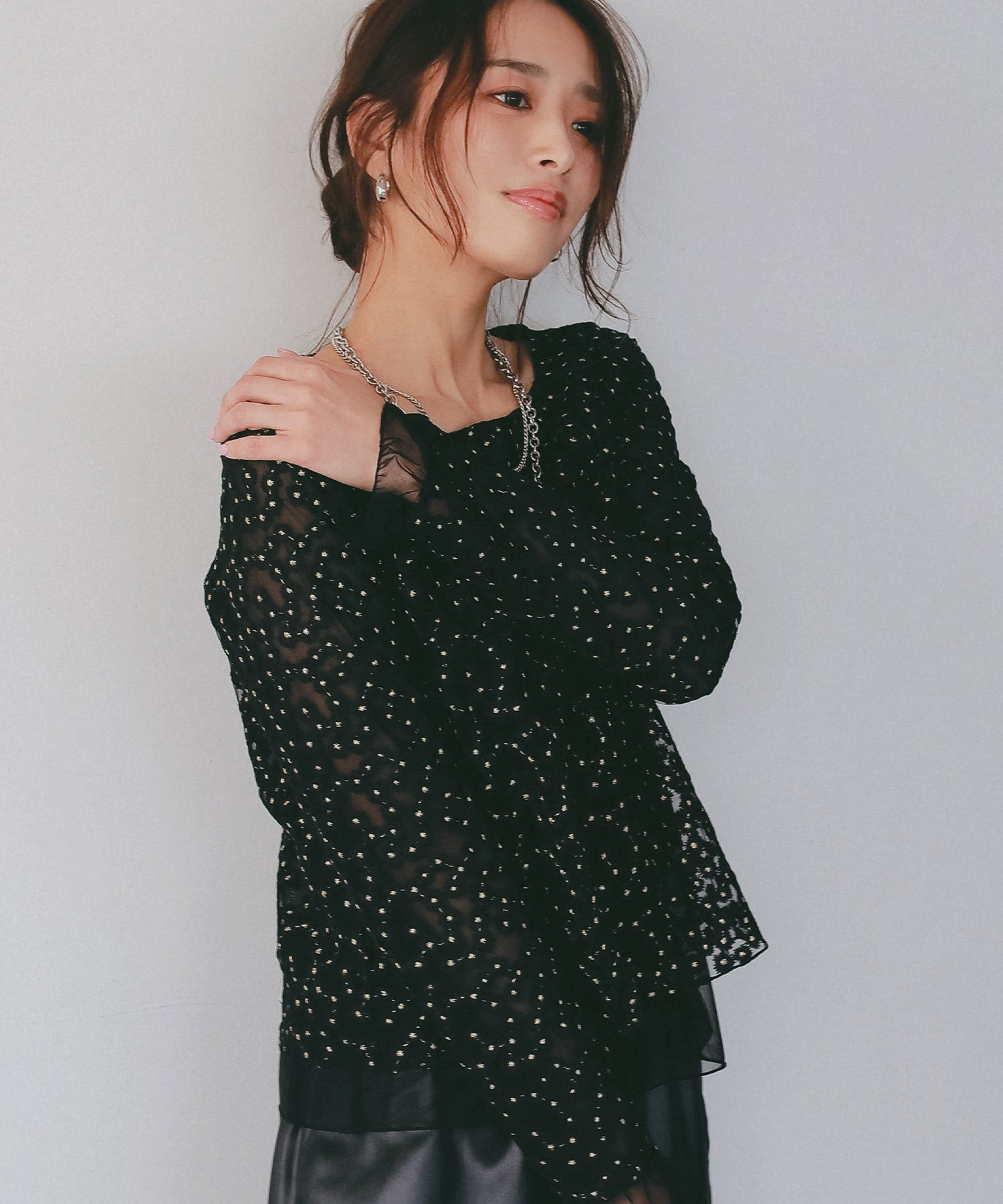 シアージャガードフラワーカットソー