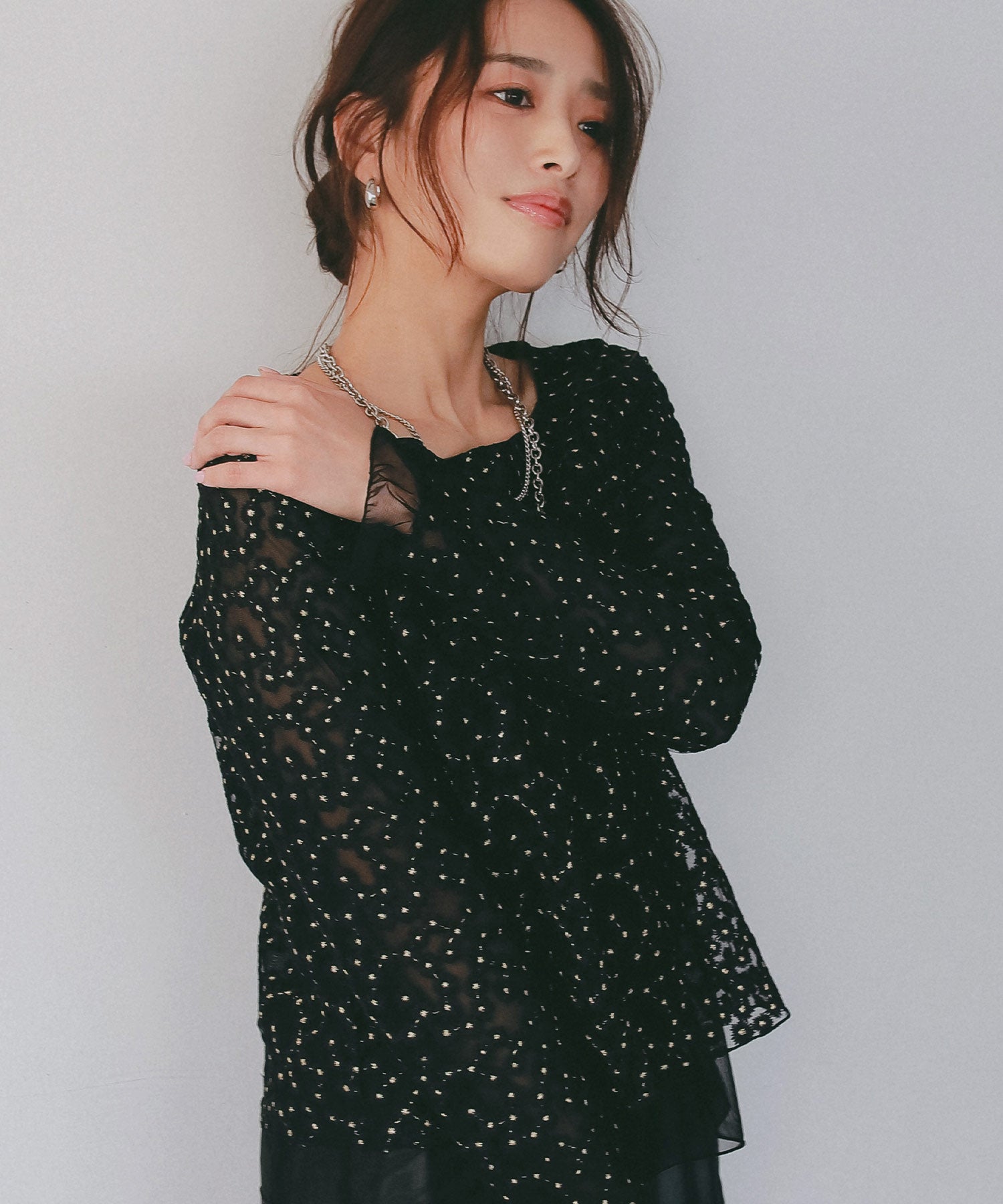 シアージャガードフラワーカットソー