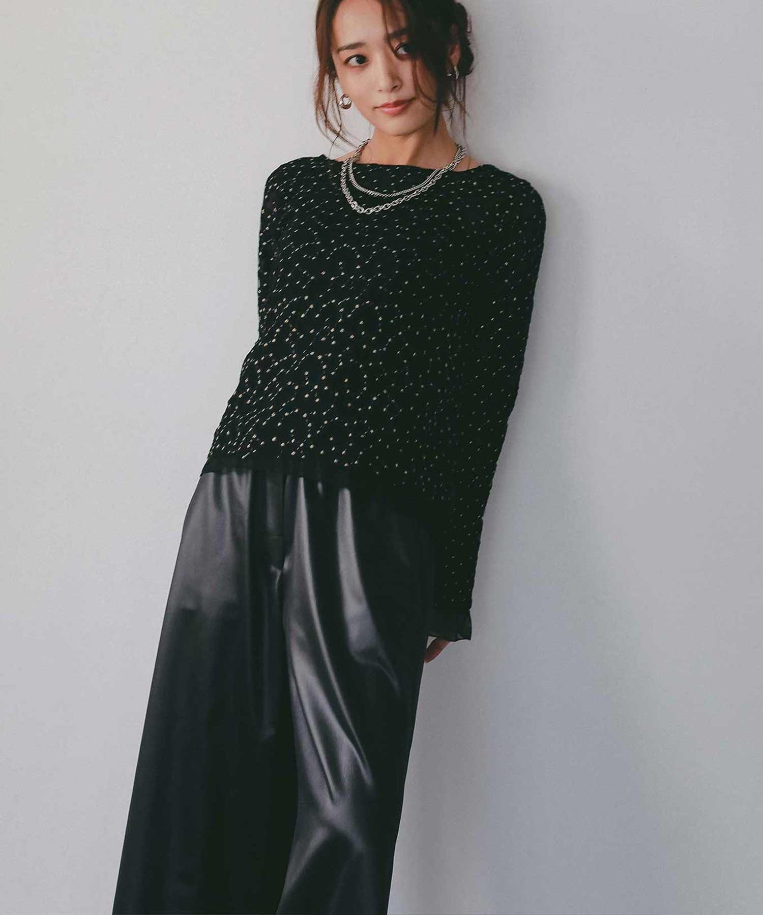 【2月中旬お届け】レザーライク チンツイージーパンツ