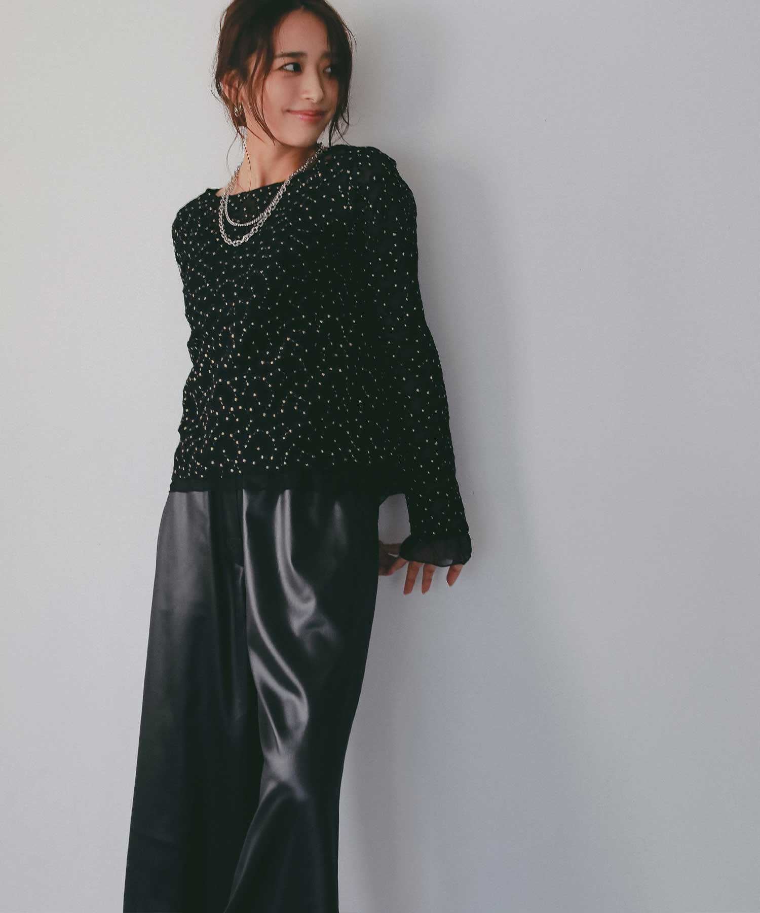 【2月中旬お届け】レザーライク チンツイージーパンツ