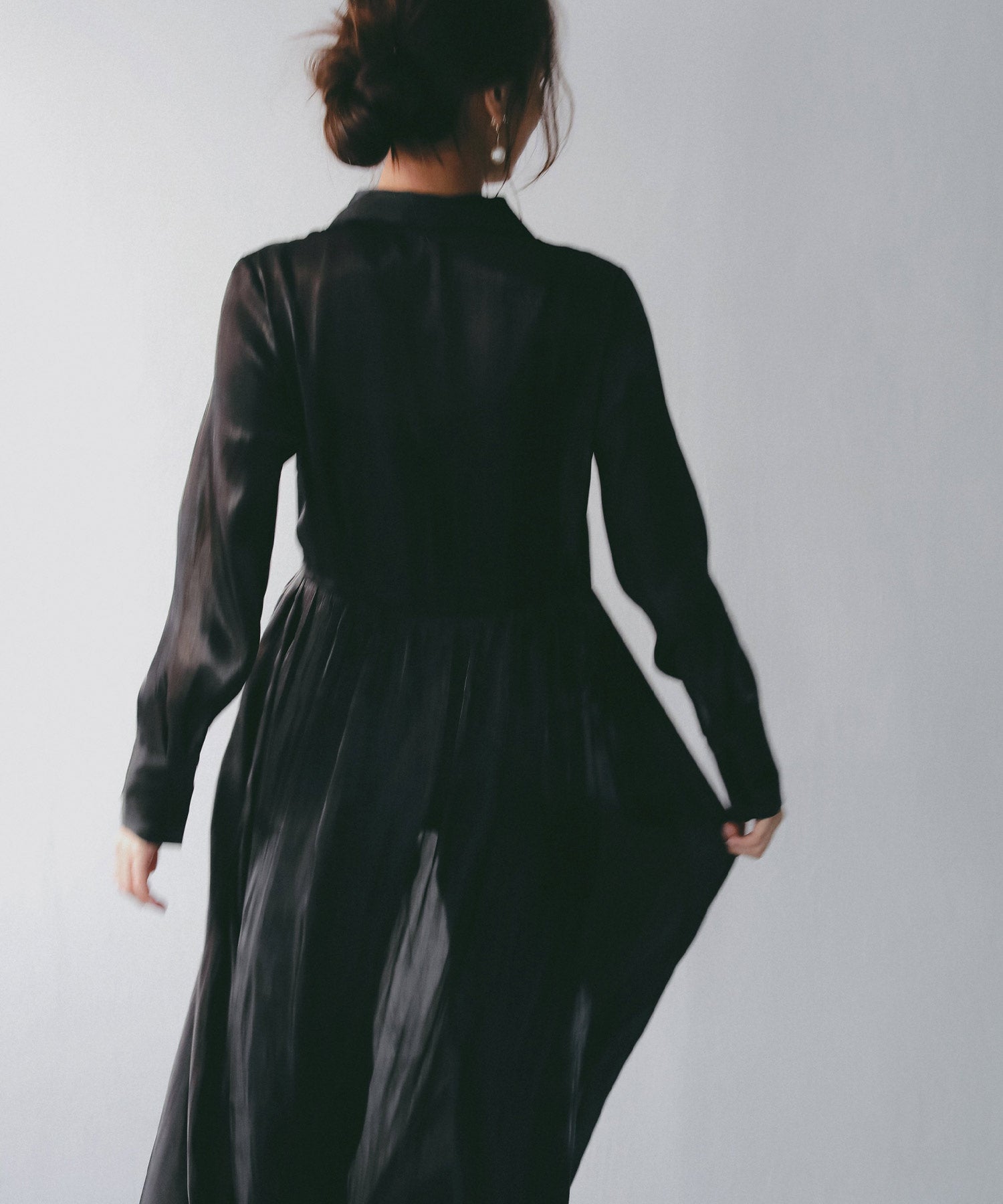 2WAY光沢シアーシャツワンピース