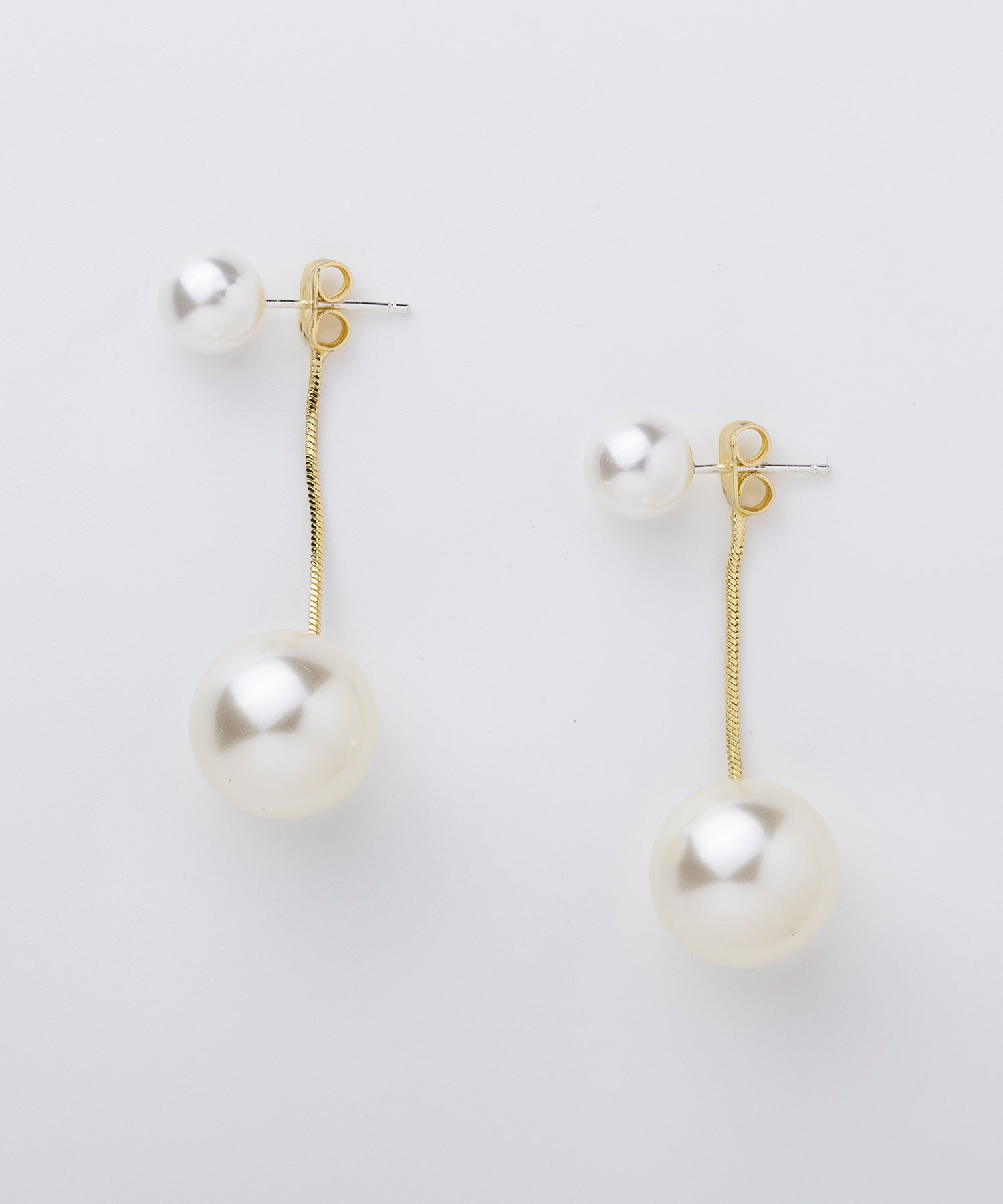 ダブルパールバックキャッチピアス