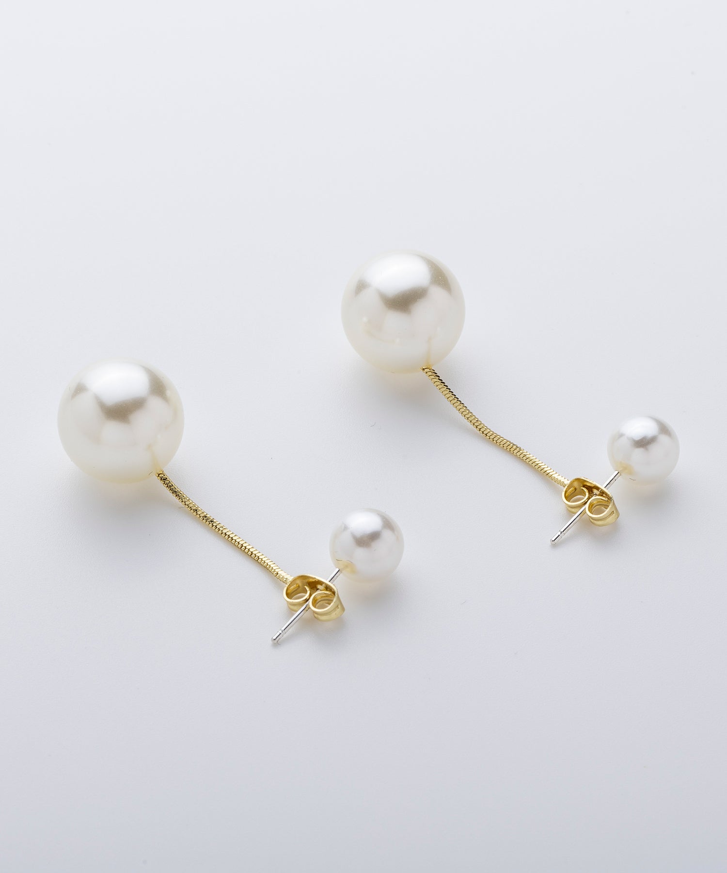 ダブルパールバックキャッチピアス