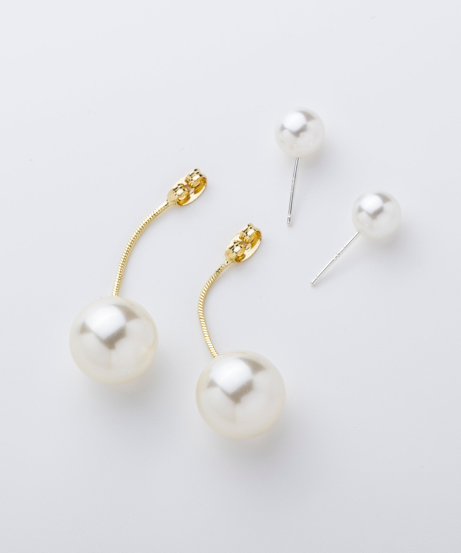 ダブルパールバックキャッチピアス