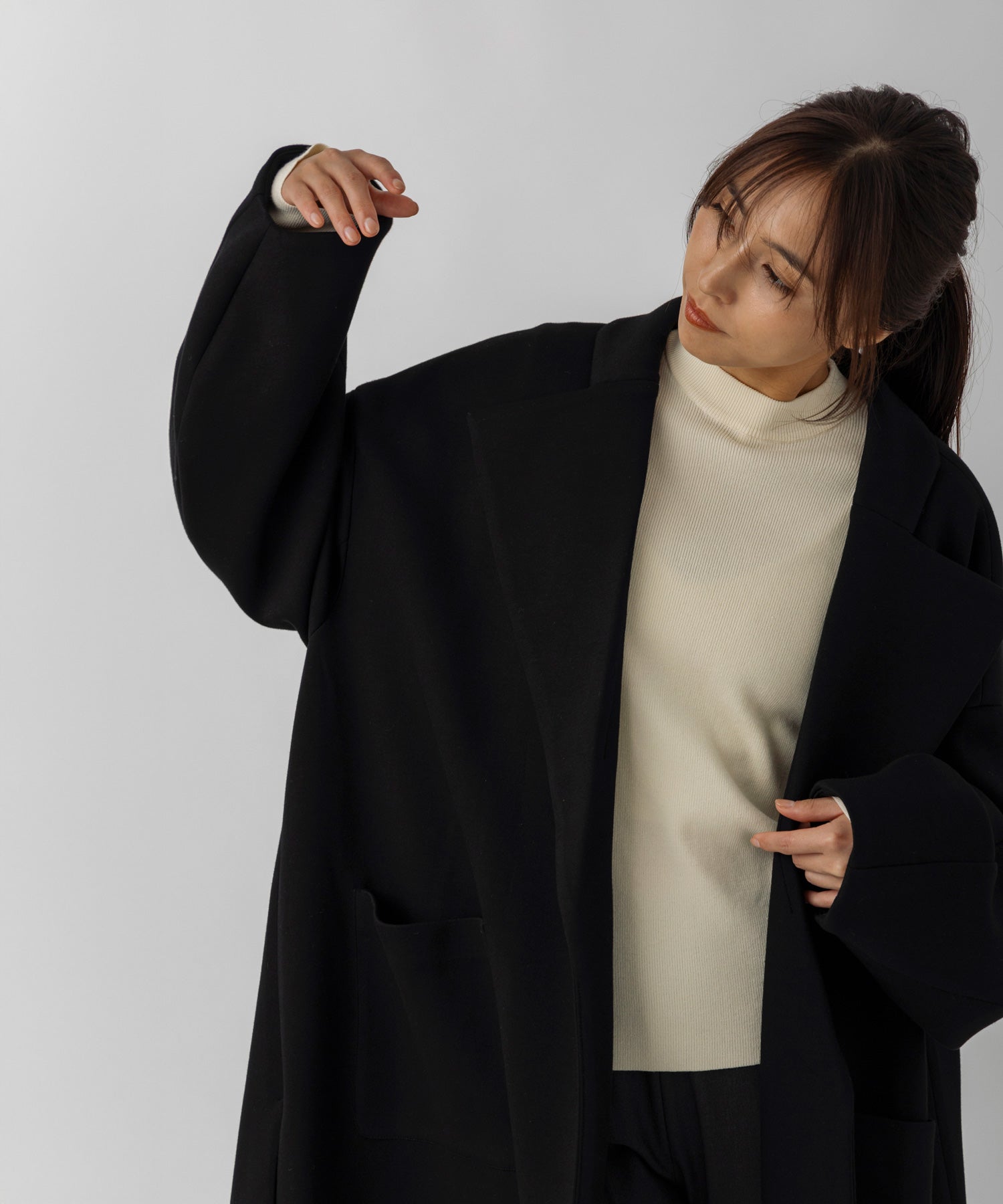 【10月上旬お届け予約商品】スムースポンチロングコート