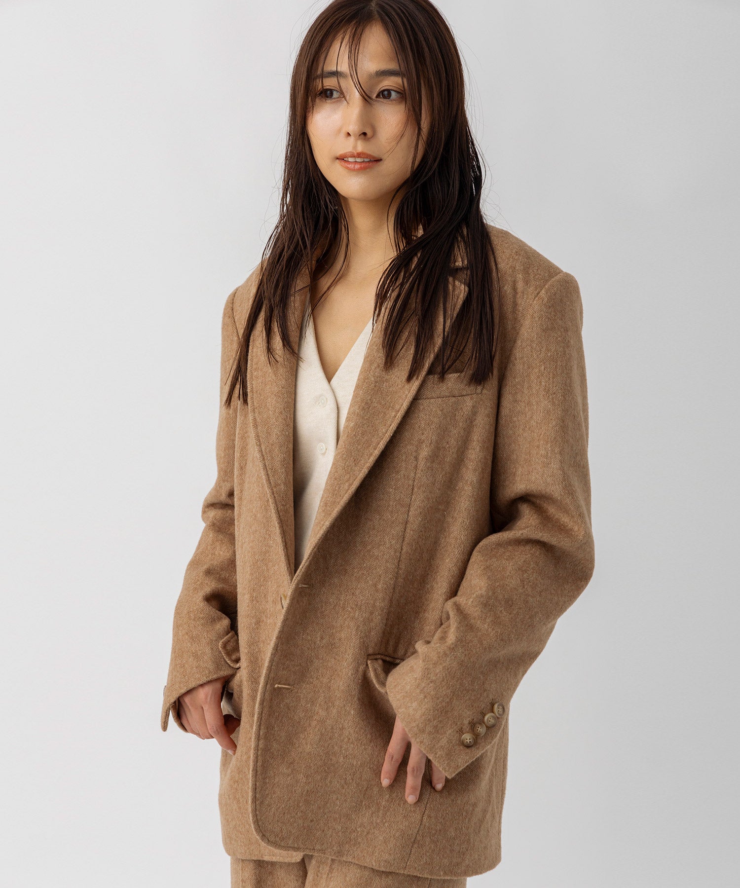 【10月上旬お届け予約商品】ヘリンボーンウールツイードジャケット