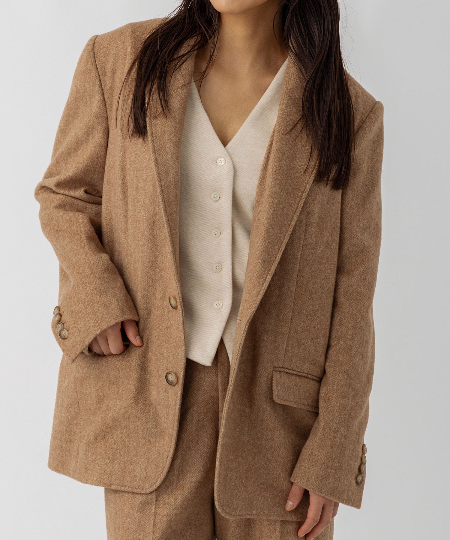 ヘリンボーンウールツイードジャケット