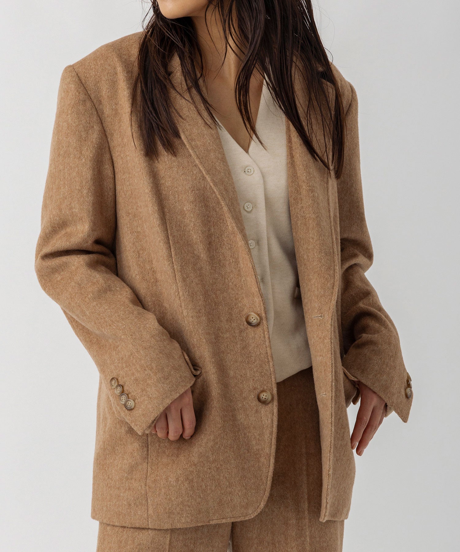 ヘリンボーンウールツイードジャケット