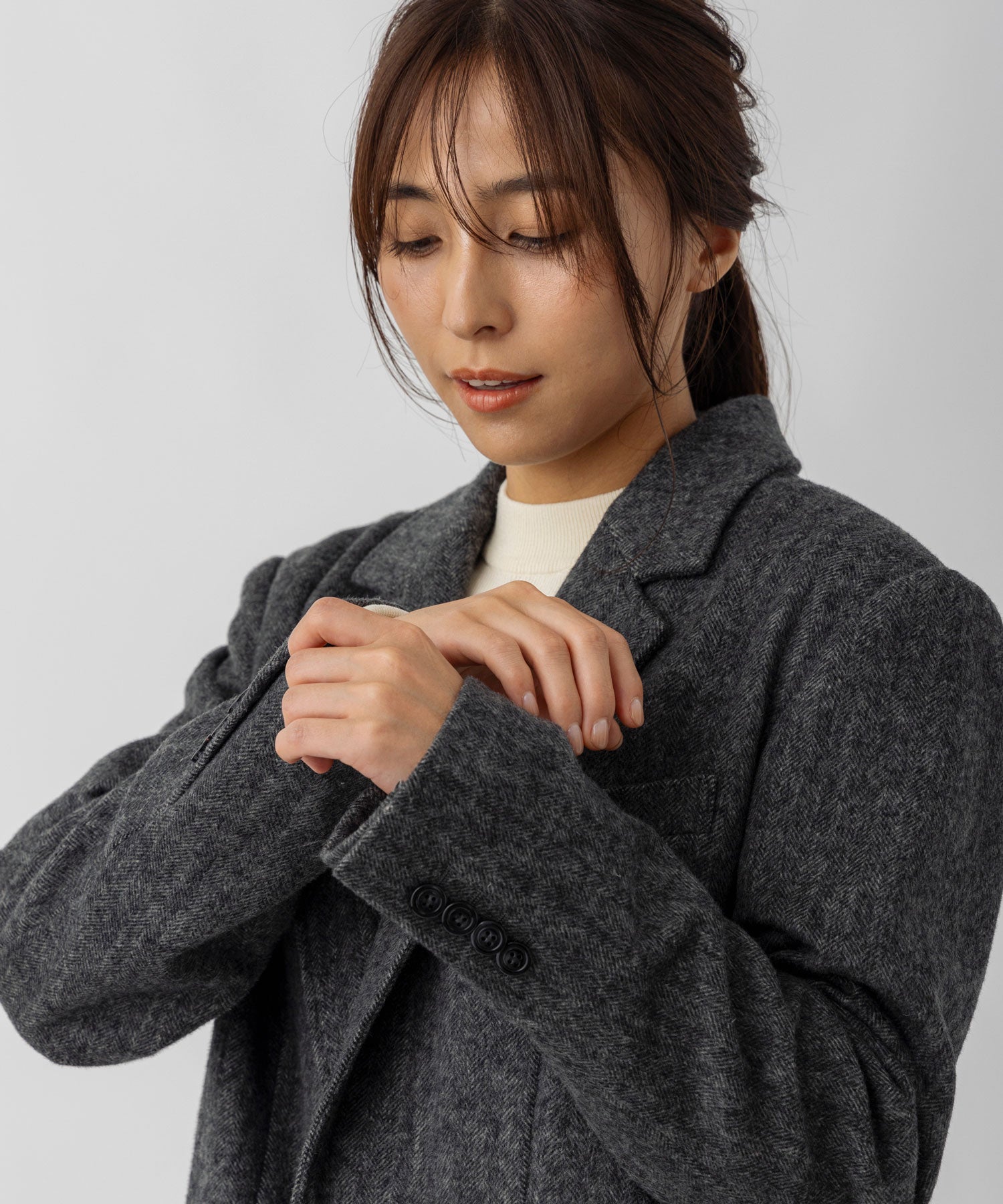 【10月上旬お届け予約商品】ヘリンボーンウールツイードジャケット