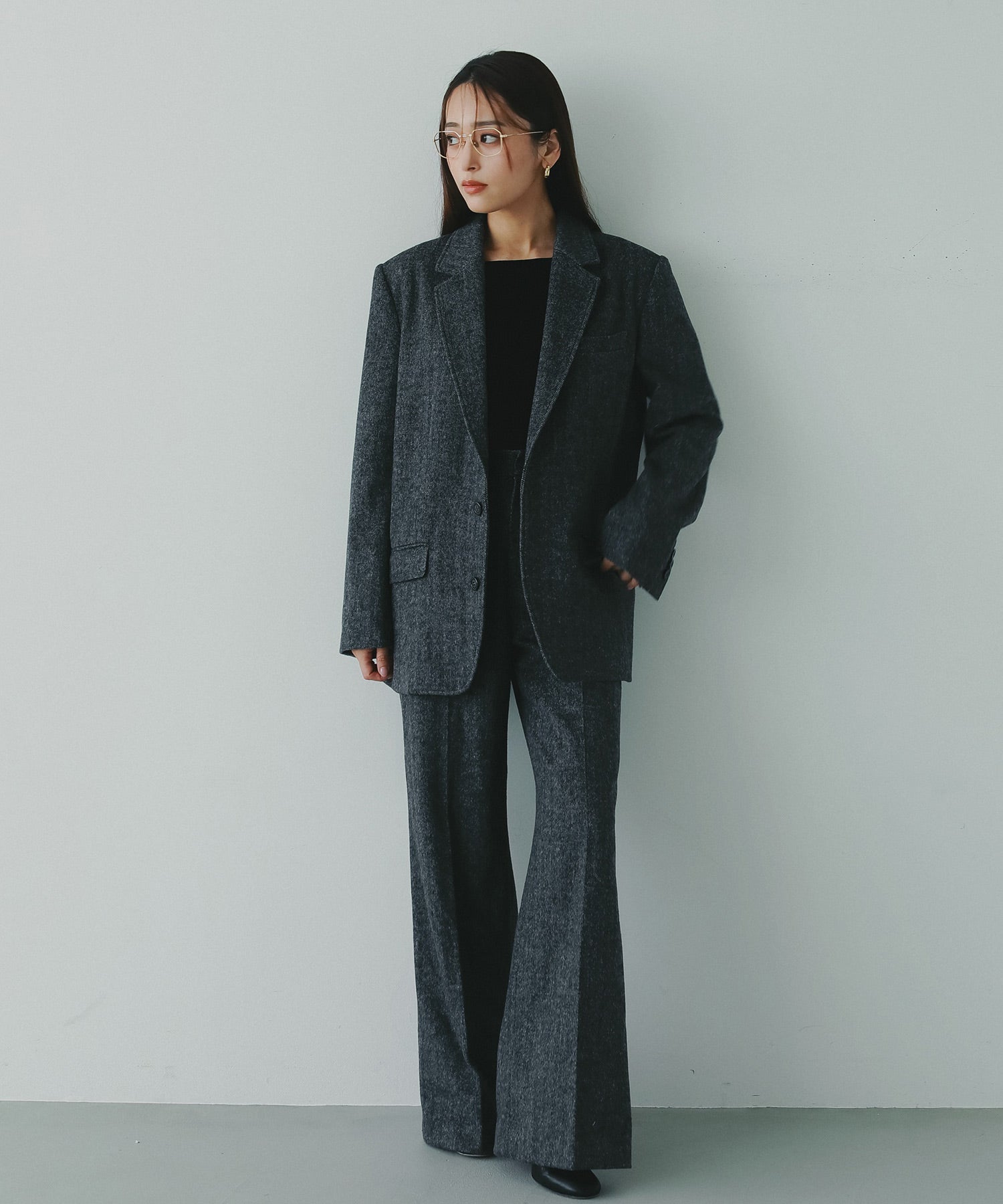 ヘリンボーンウールツイードジャケット