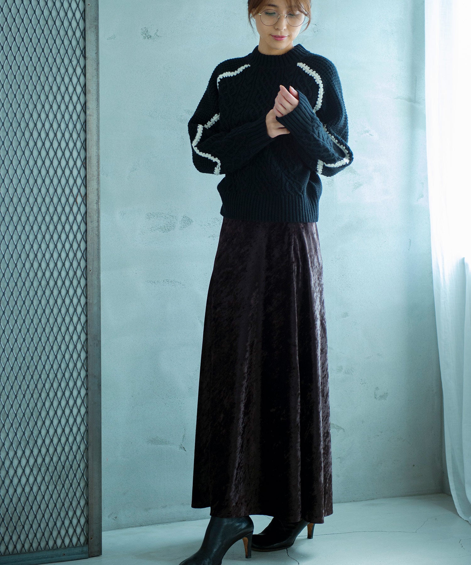 【11月下旬お届け予約商品】ウォッシャブルケーブルニット