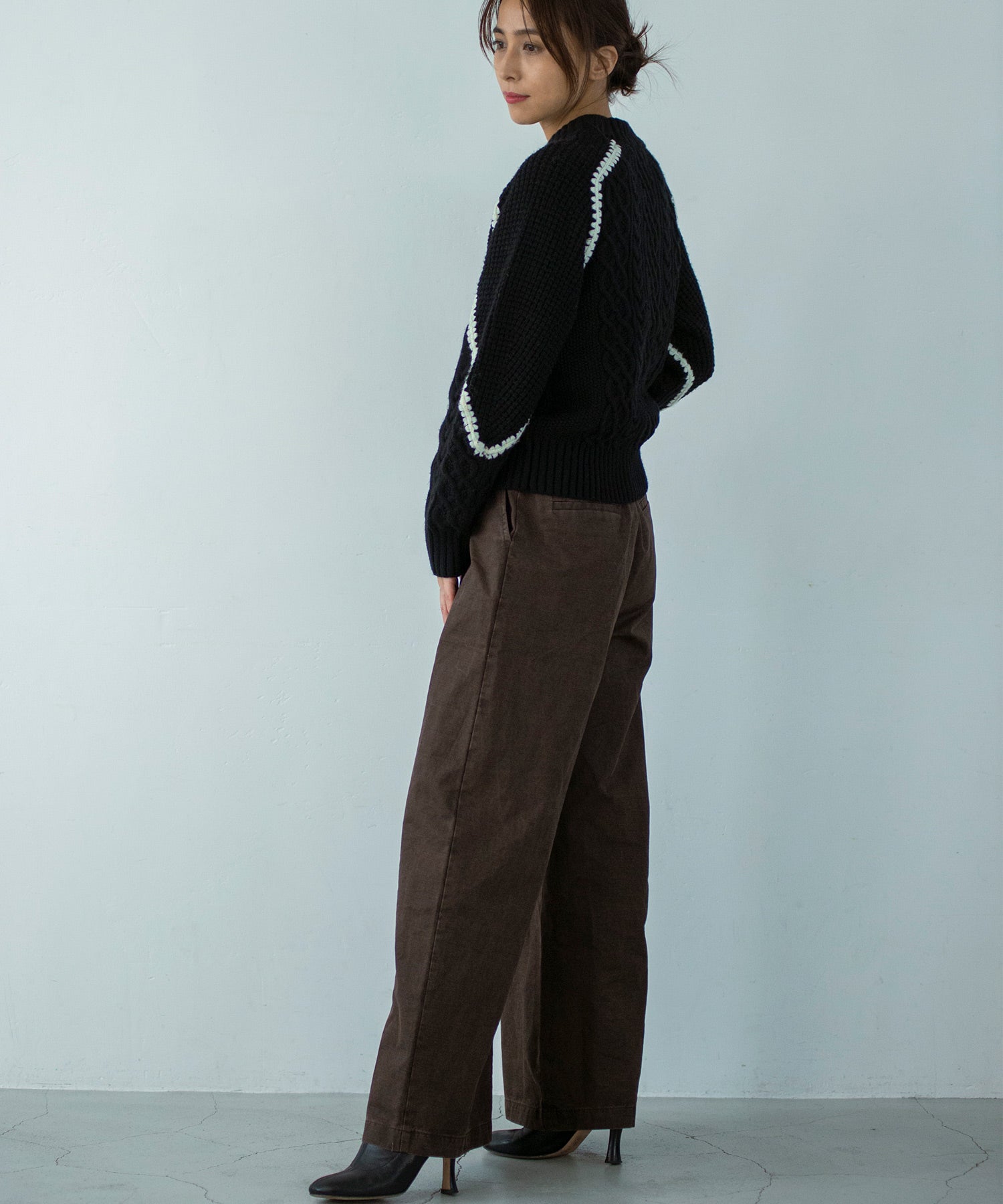 ウォッシャブルケーブルニット