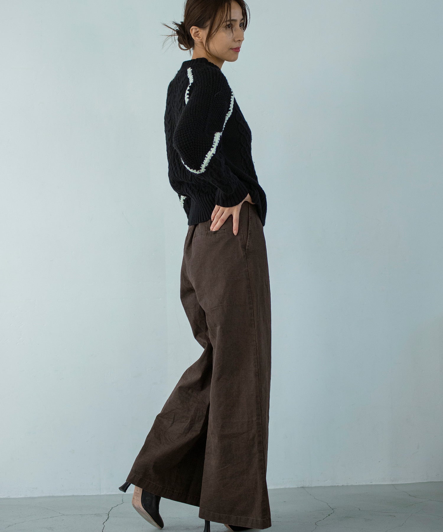 【11月下旬お届け予約商品】ウォッシャブルケーブルニット