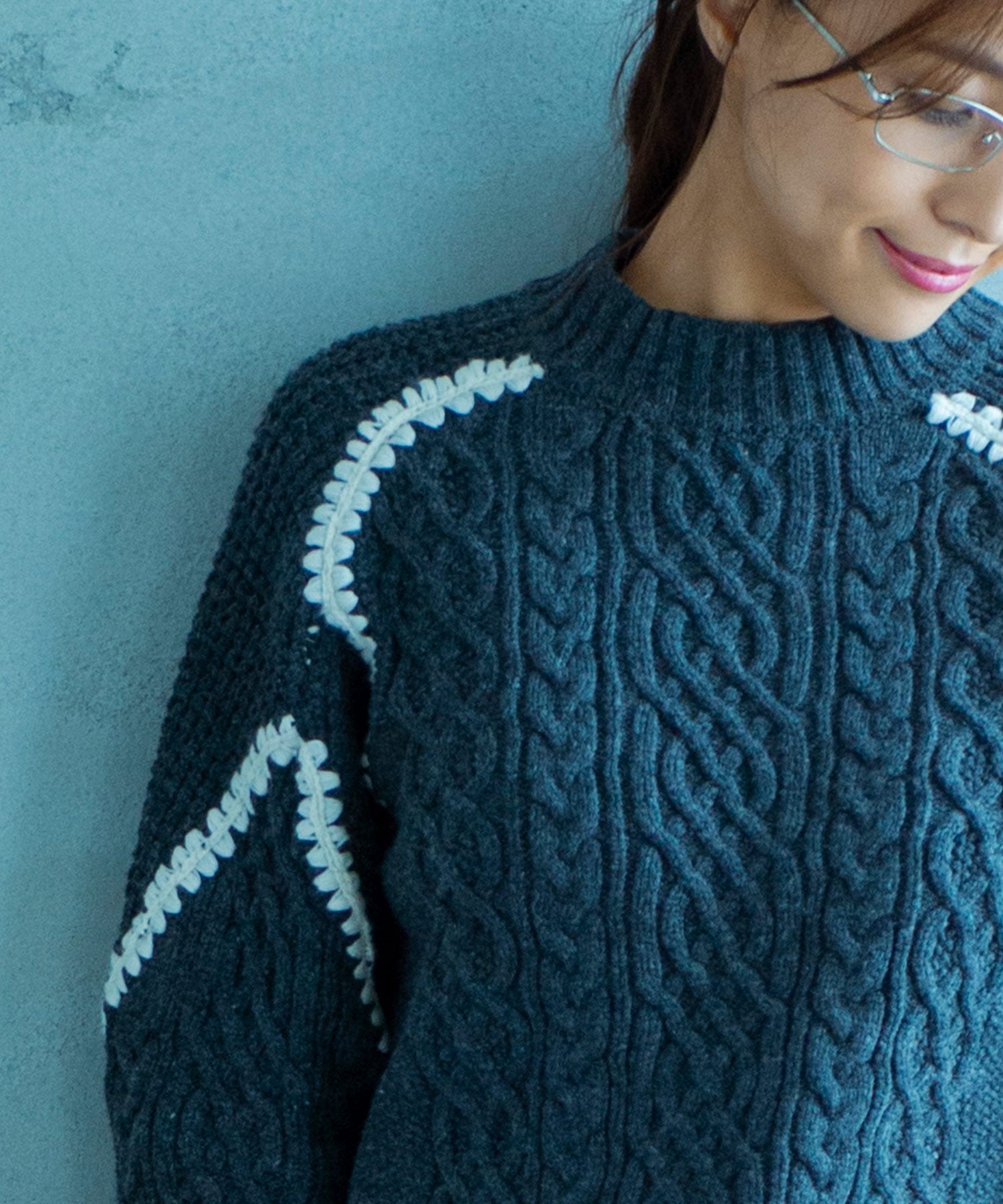 【11月下旬お届け予約商品】ウォッシャブルケーブルニット